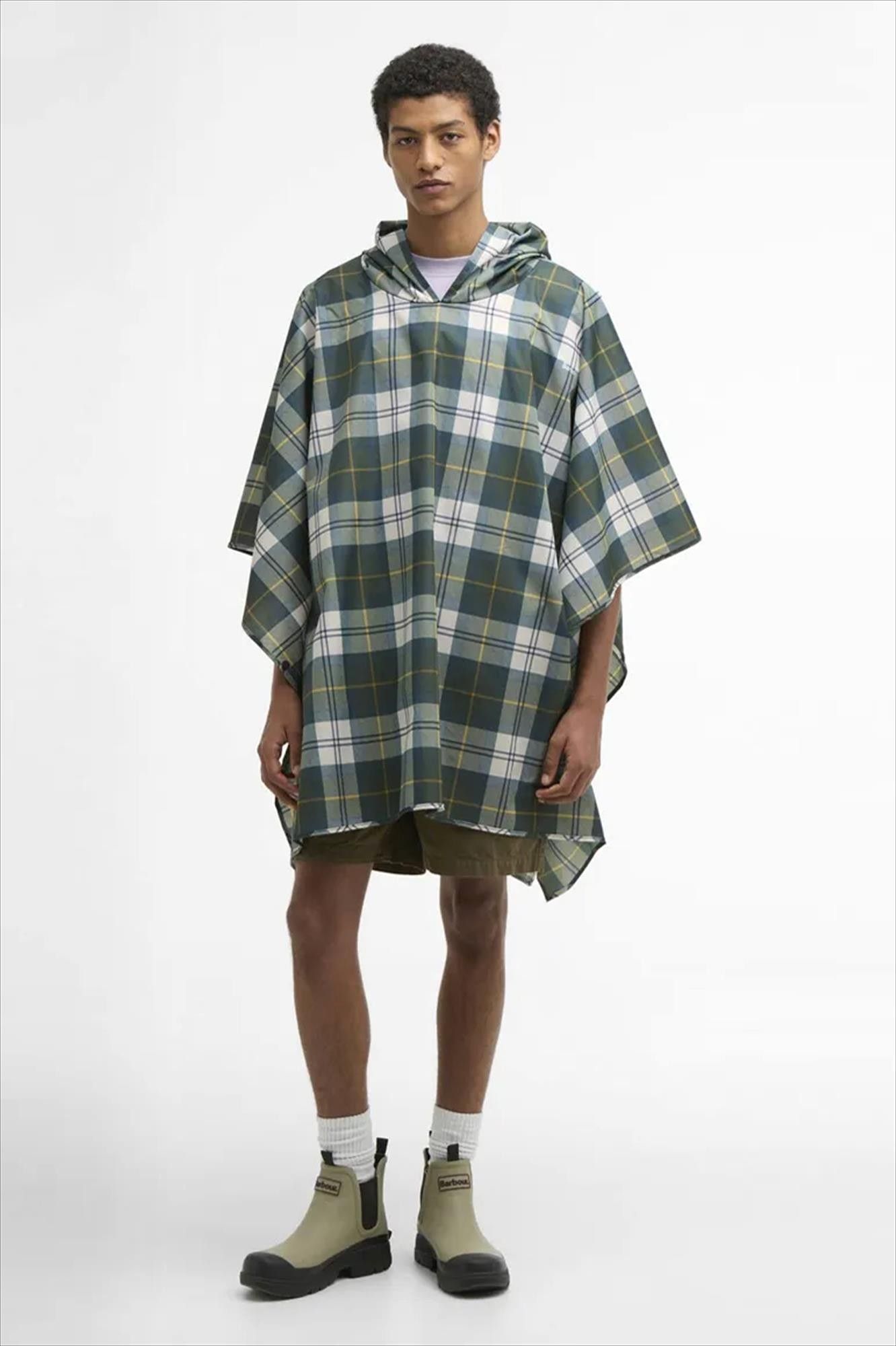 Barbour - Donkergroene Tartan Showerproof poncho