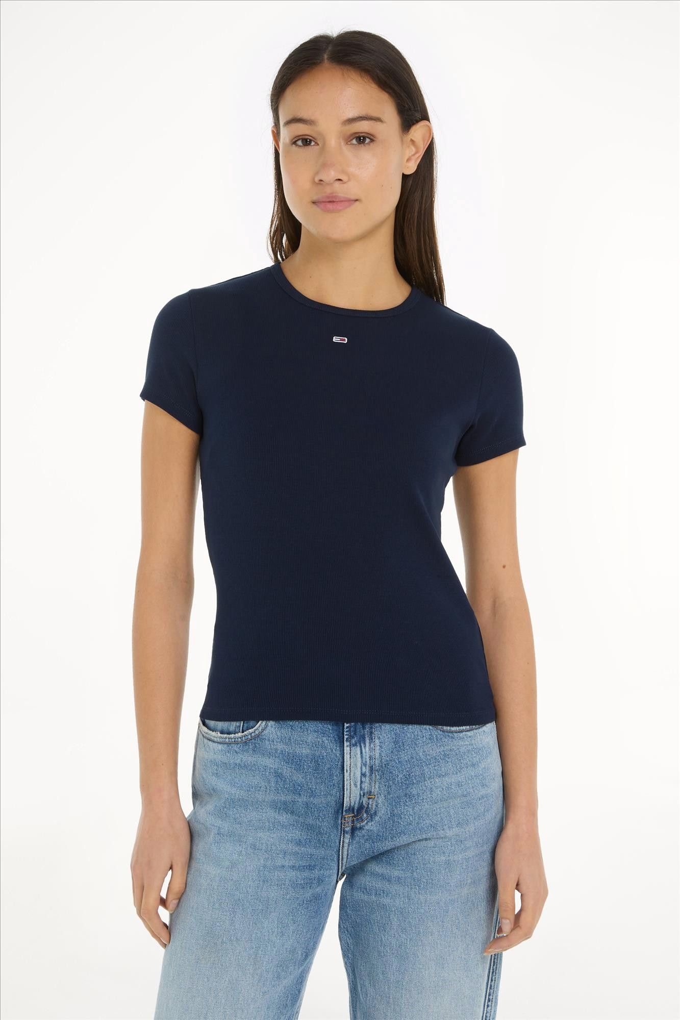 Tommy Jeans - Donkerblauwe Essenial Rib T-shirt