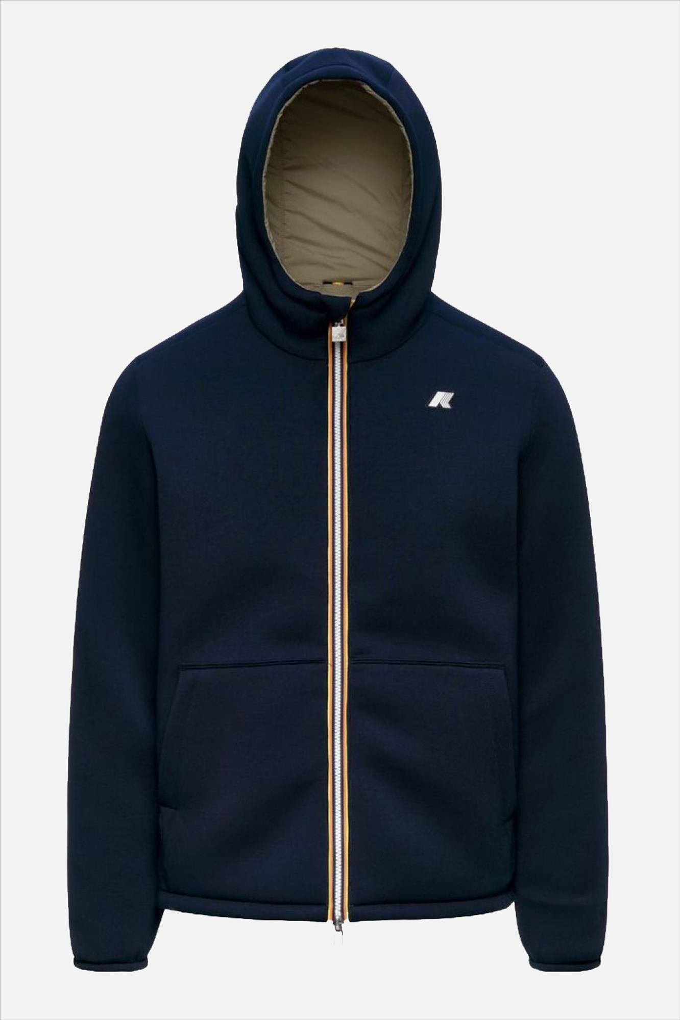 K-Way - Donkerblauw-Olijfgroene Jack Spacer Double jas