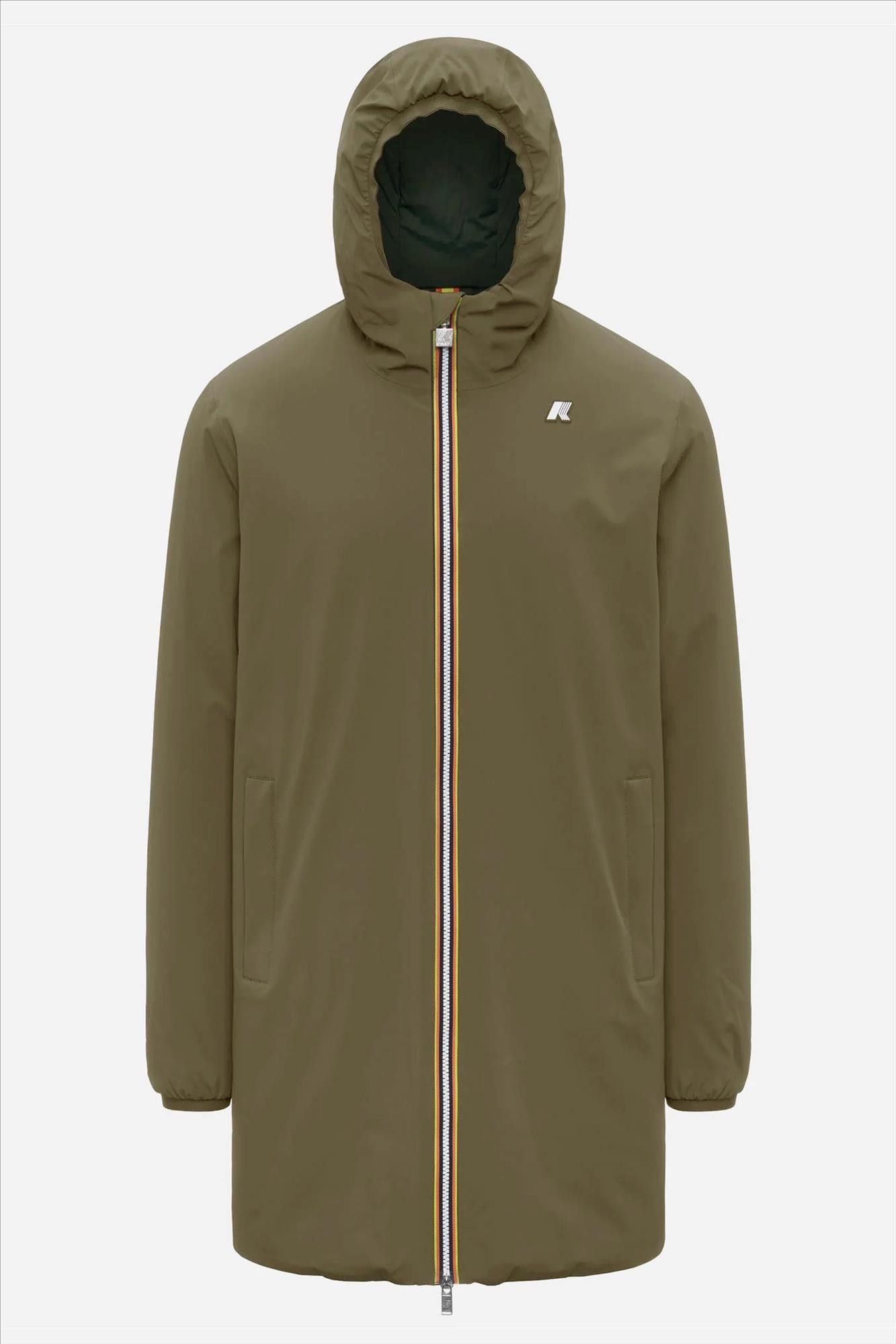 K-Way - Kaki-Donkerblauwe Jacob St Warm Double jas