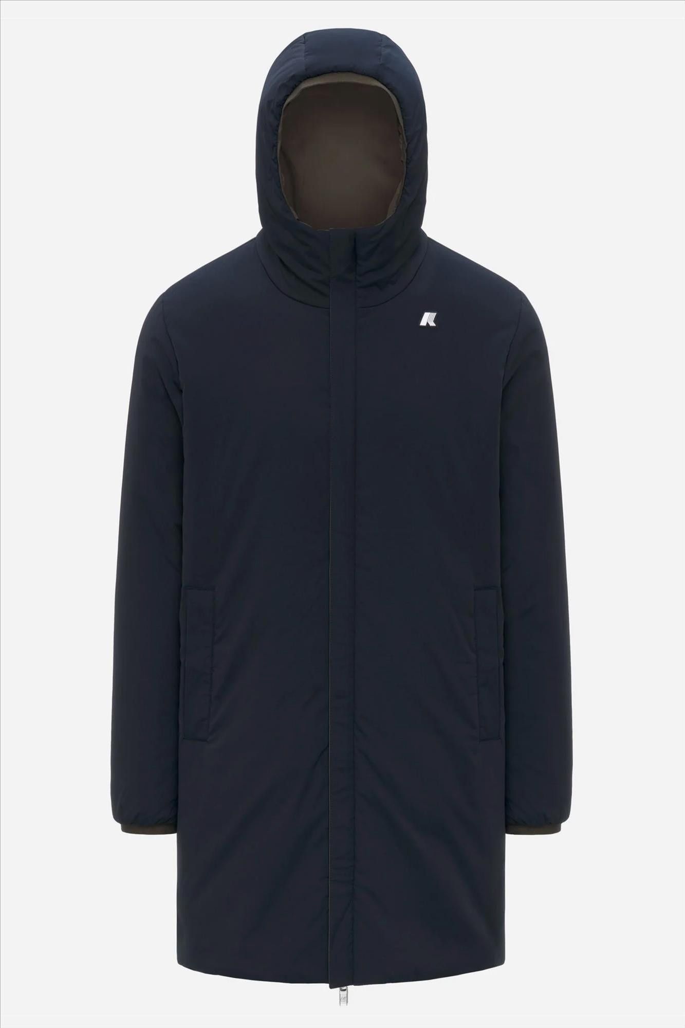 K-Way - Kaki-Donkerblauwe Jacob St Warm Double jas