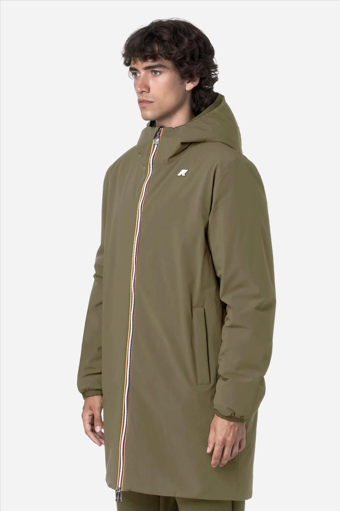 K-Way - Kaki-Donkerblauwe Jacob St Warm Double jas