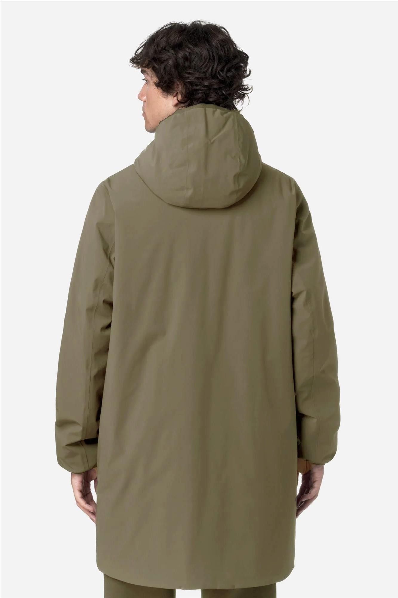 K-Way - Kaki-Donkerblauwe Jacob St Warm Double jas