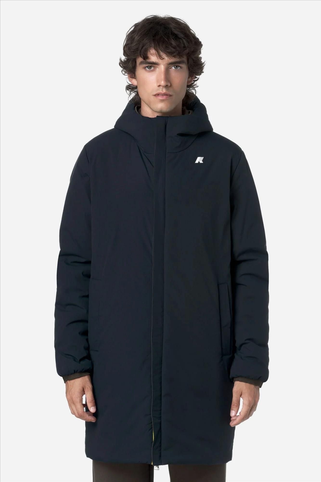 K-Way - Kaki-Donkerblauwe Jacob St Warm Double jas