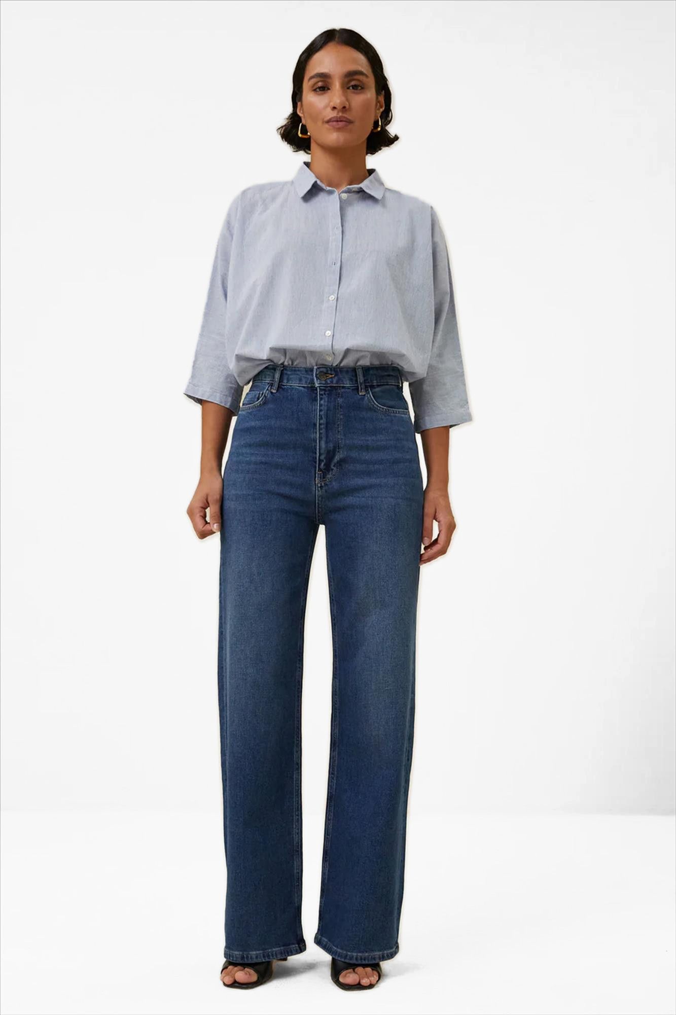 BY BAR - Lichtblauw-witte Norel Pinstripe blouse