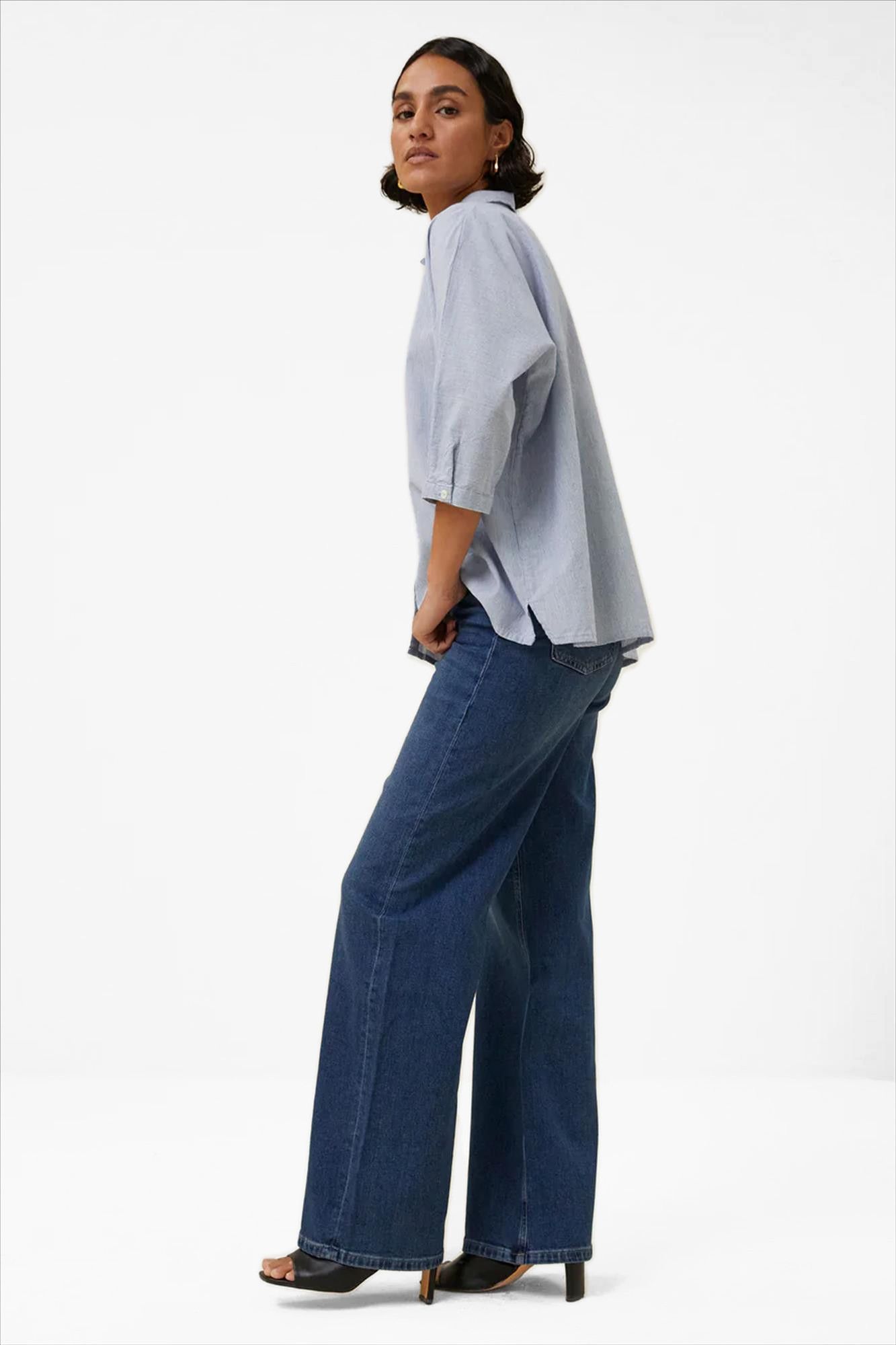 BY BAR - Lichtblauw-witte Norel Pinstripe blouse