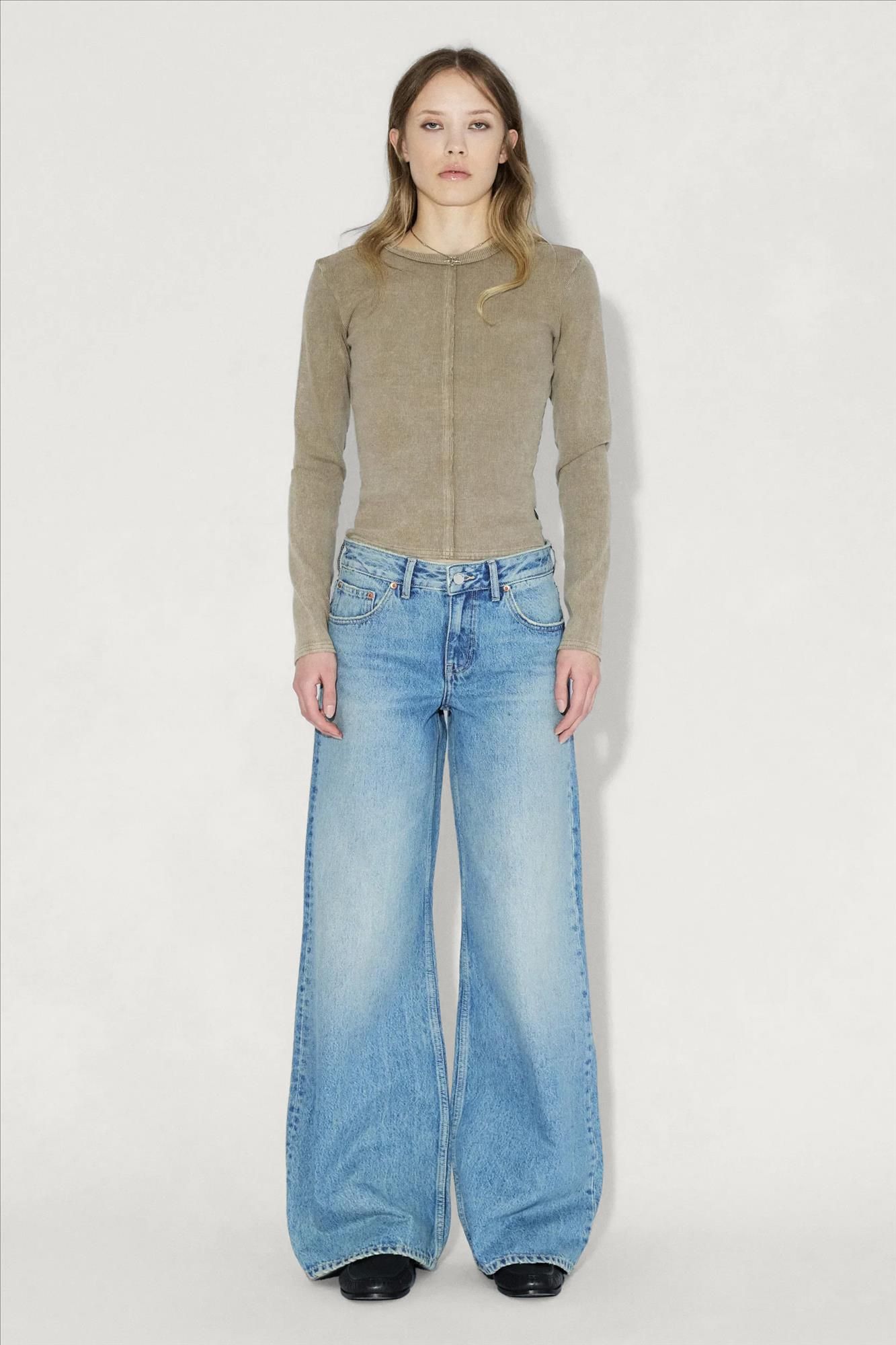 Dr. Denim - Blauwe Used Rhue wide jeans