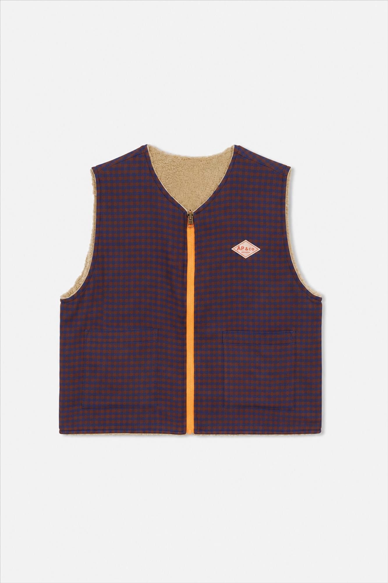 arsene & les pipelettes - Beige-Bruin Vichy Reversible vestje
