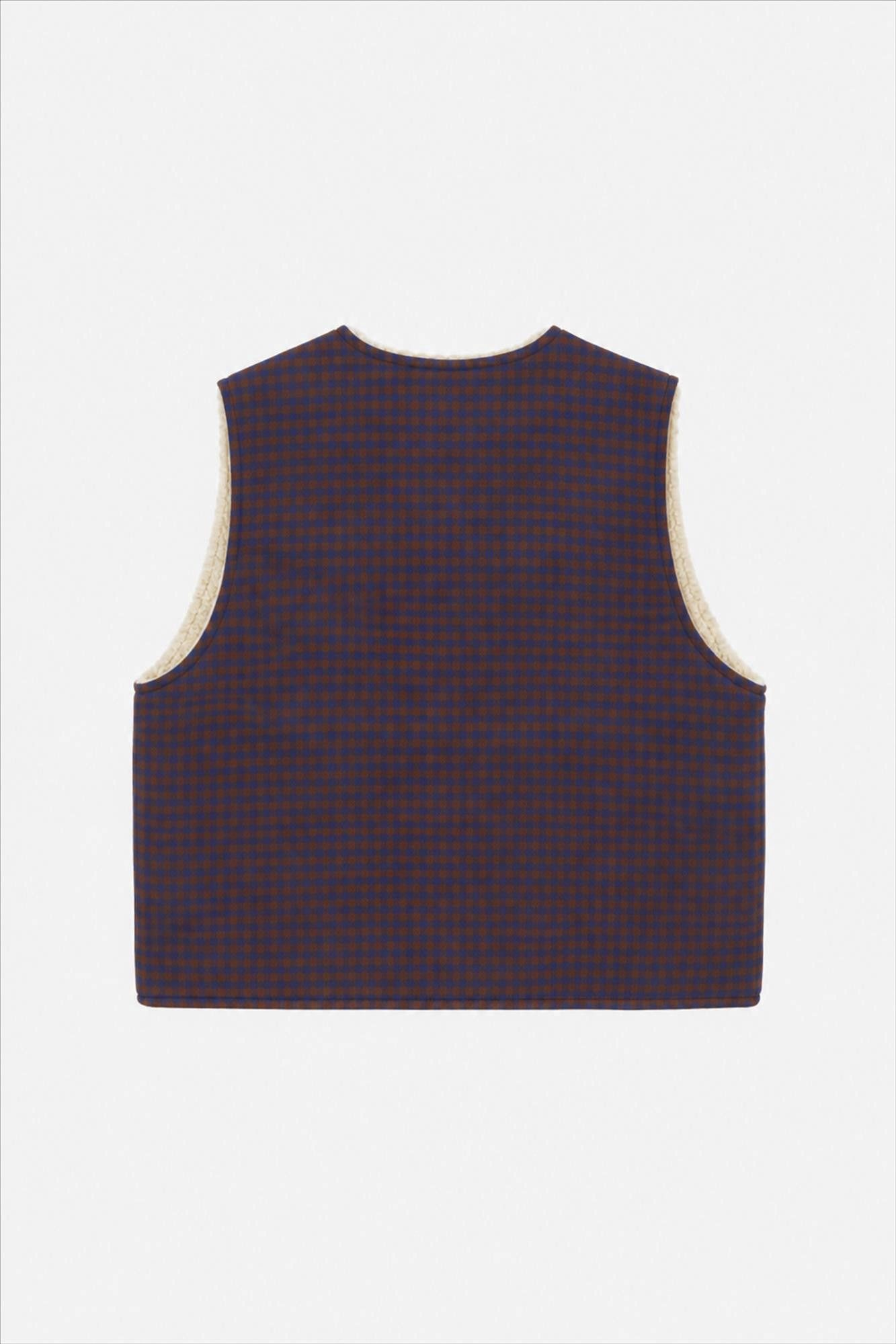 arsene & les pipelettes - Beige-Bruin Vichy Reversible vestje