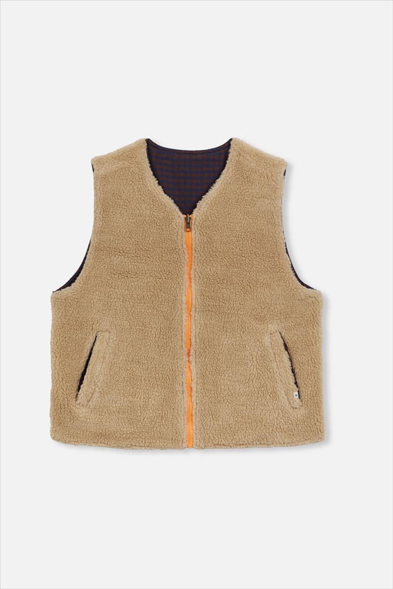 arsene & les pipelettes - Beige-Bruin Vichy Reversible vestje