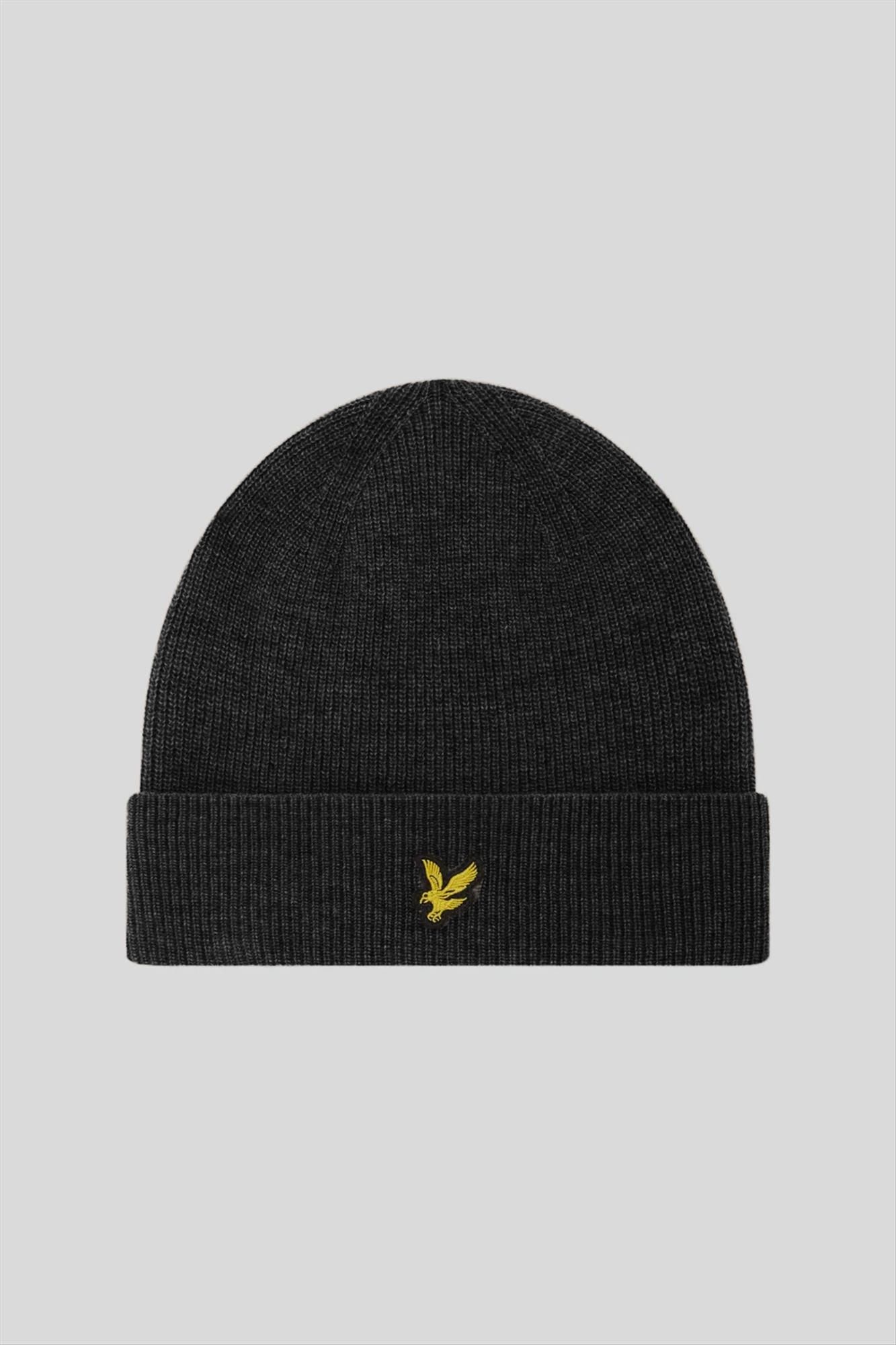 Lyle & Scott - Donkergrijze Ribbed muts