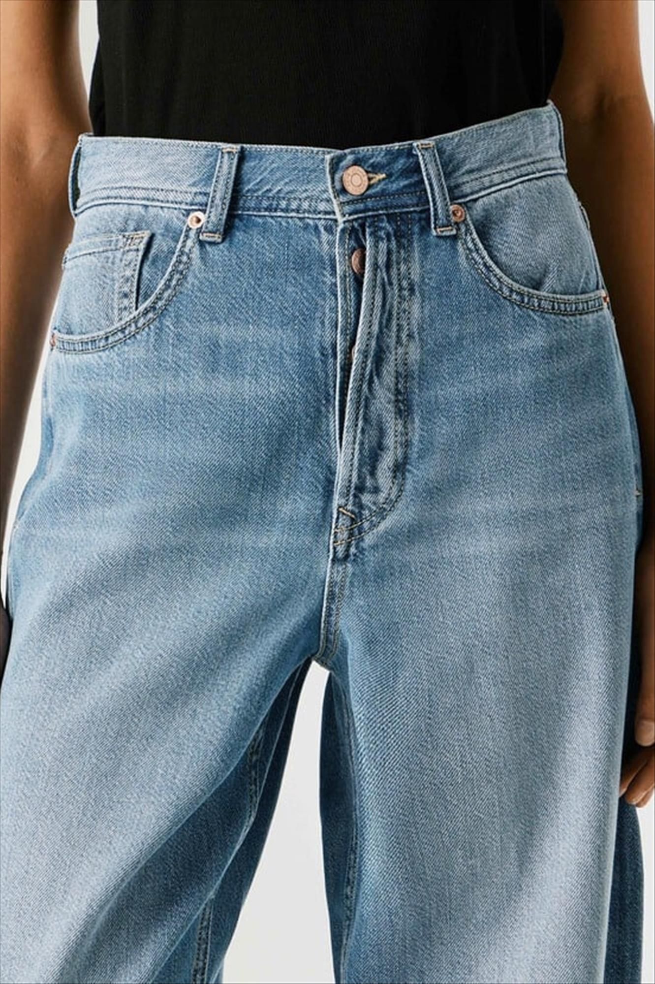 Pepe Jeans London - Blauwe Addison barrel jeans