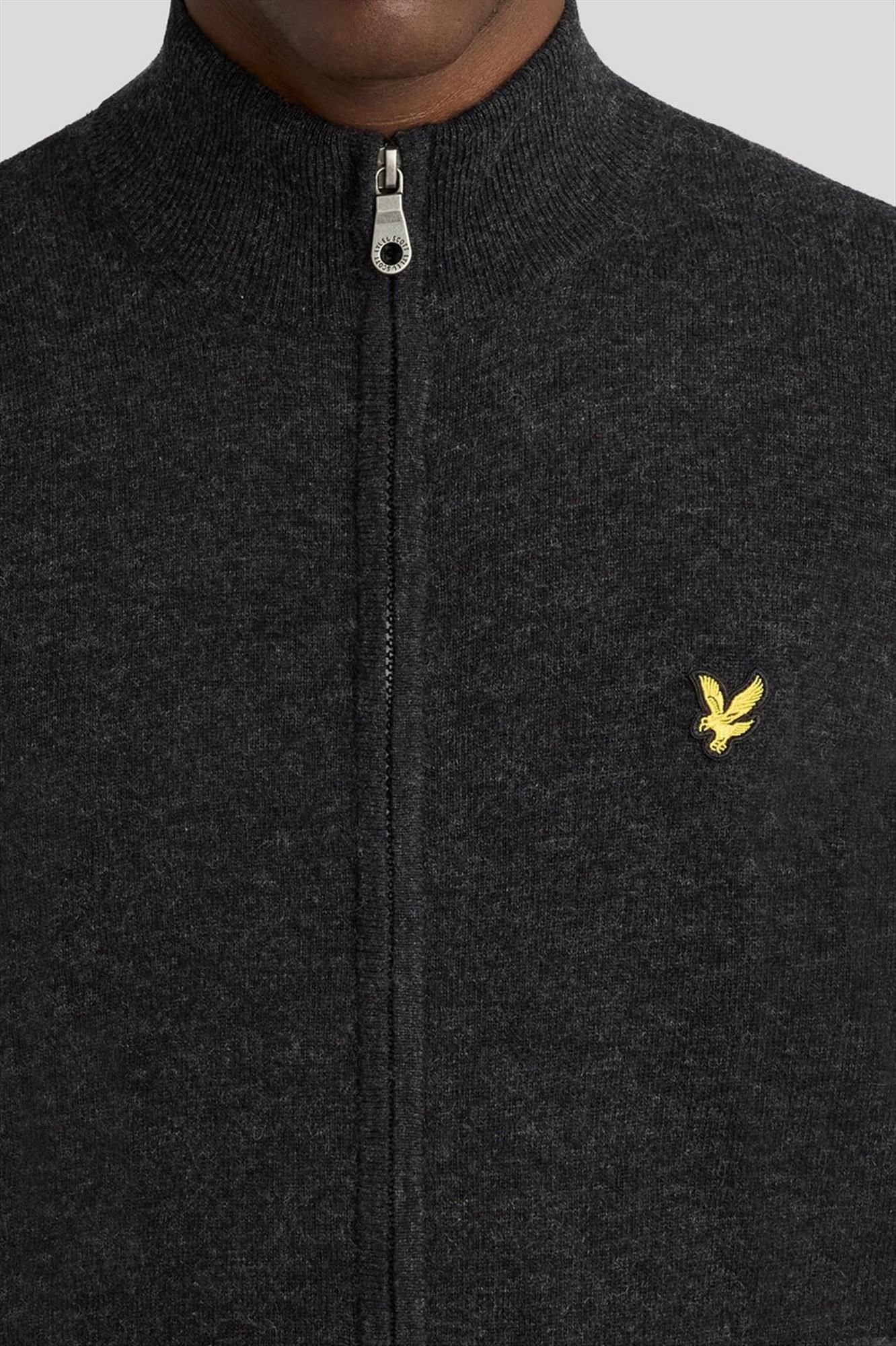 Lyle & Scott - Donkergrijze Zip Through cardigan