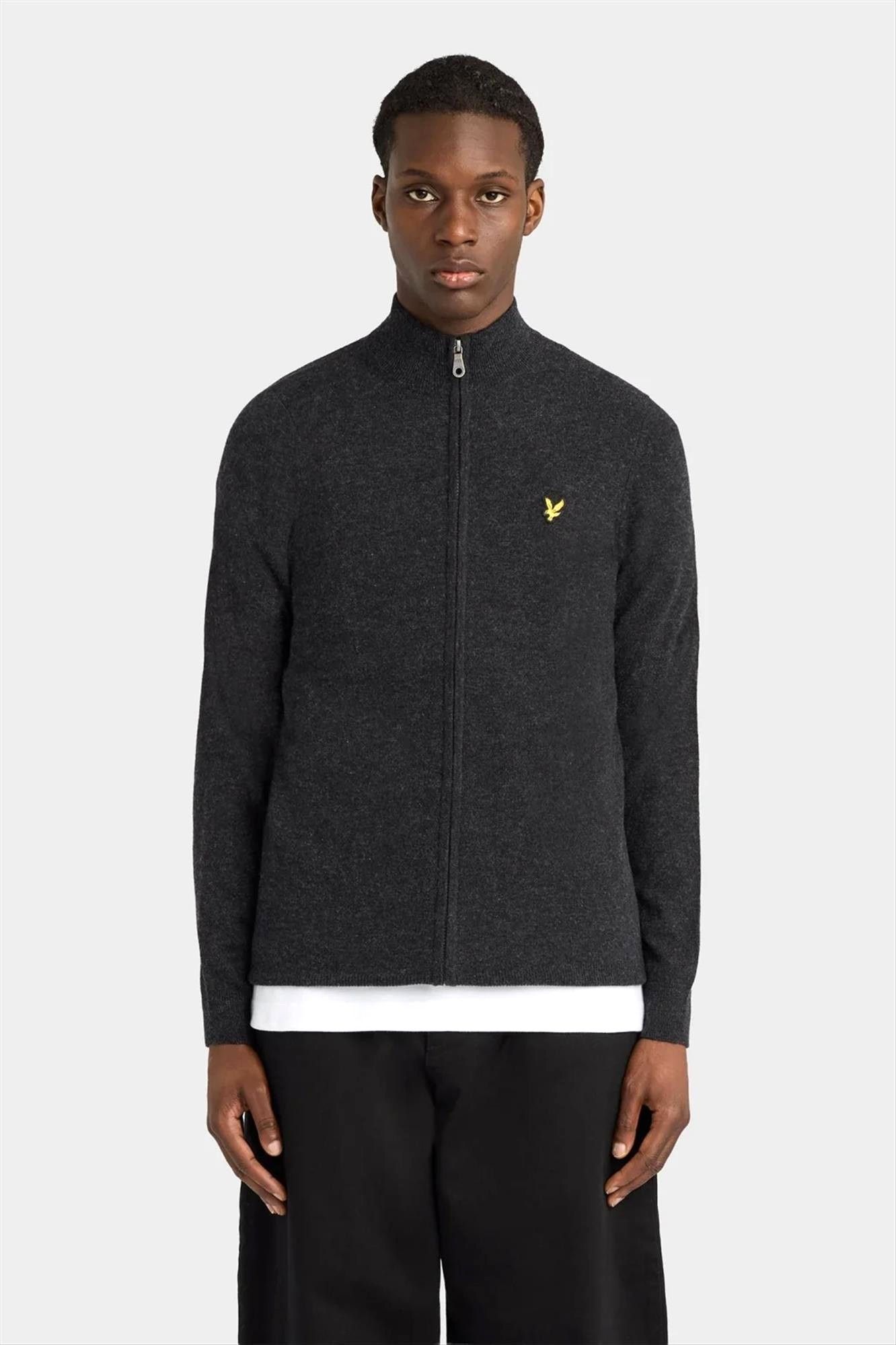 Lyle & Scott - Donkergrijze Zip Through cardigan