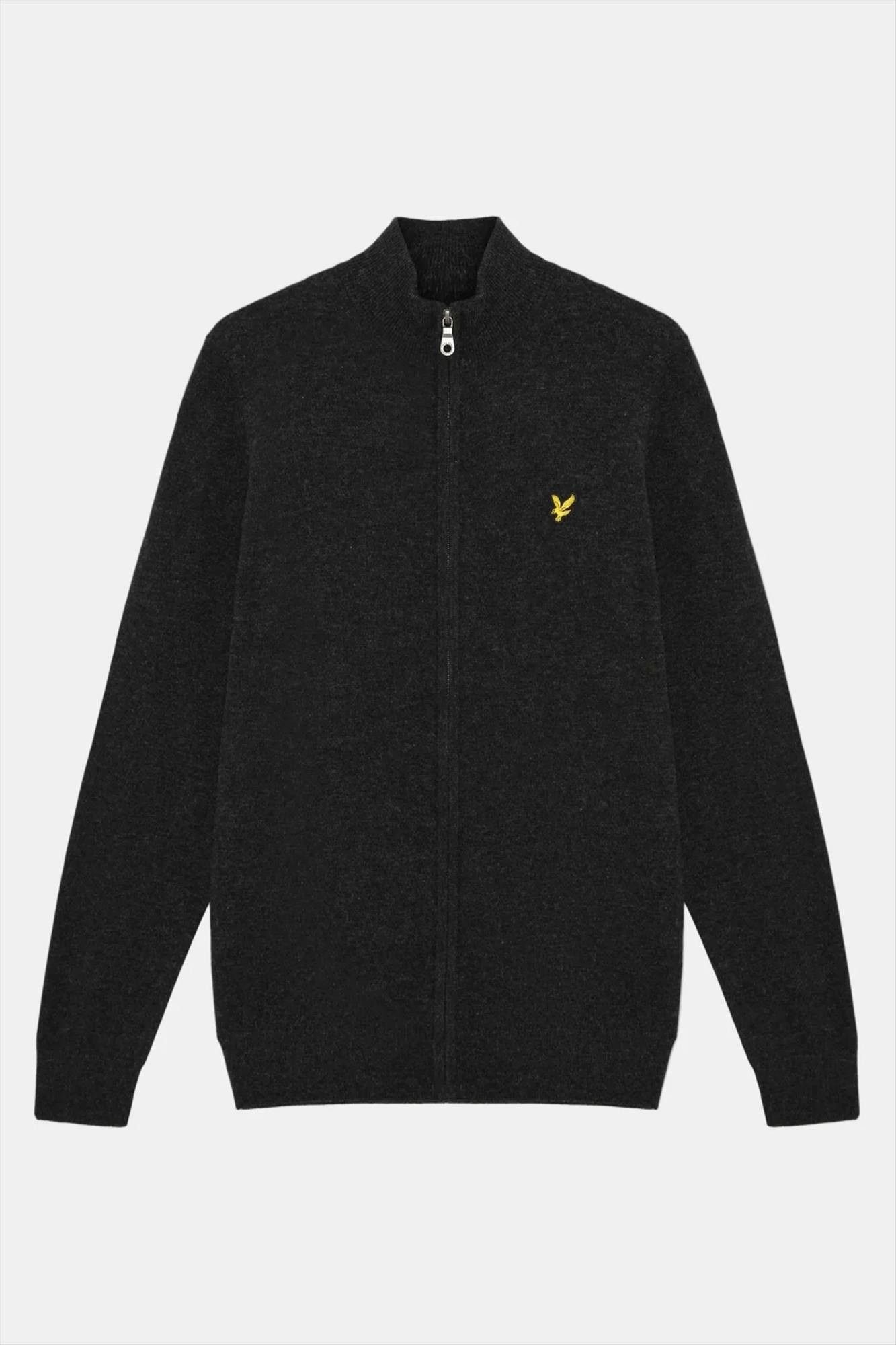 Lyle & Scott - Donkergrijze Zip Through cardigan