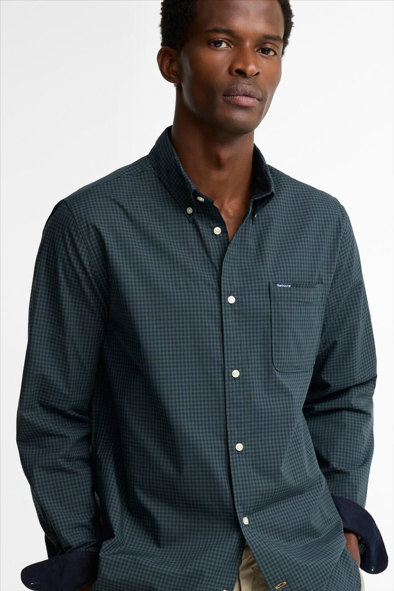 Barbour - Donkerblauw-Donkergroen Harbourwall tailored hemd