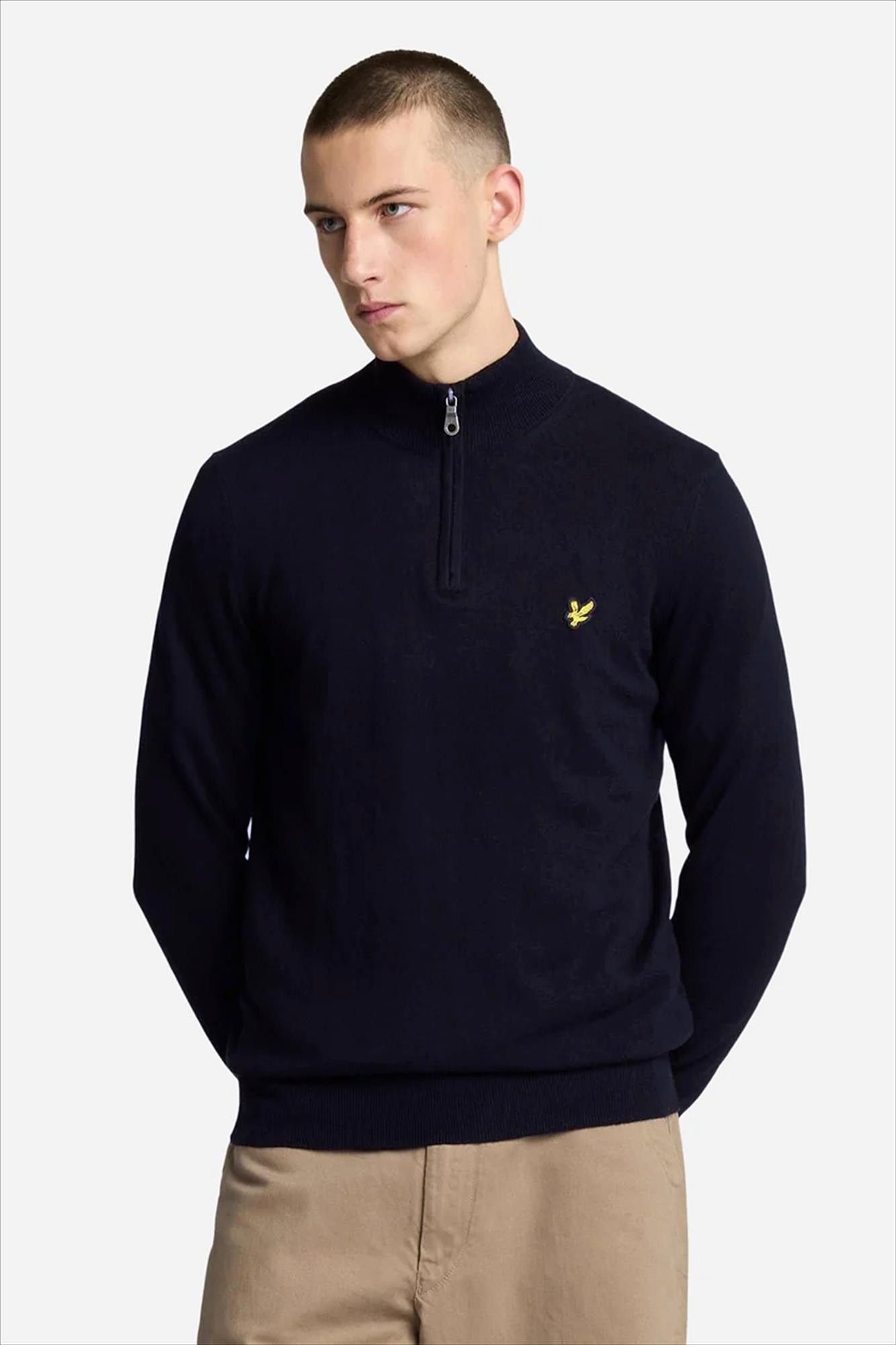 Lyle & Scott - Donkerblauwe Quarter Zip trui