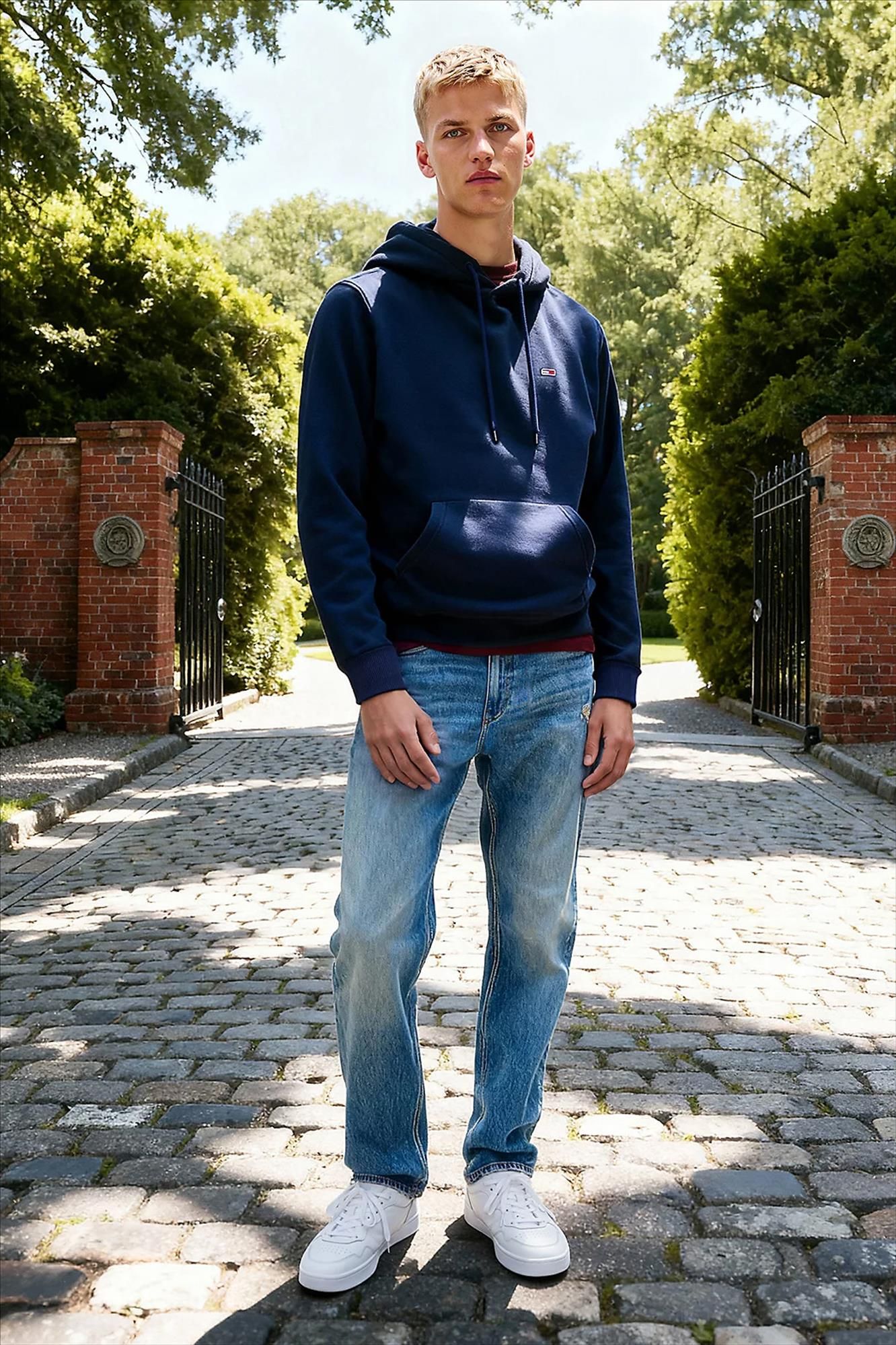 Tommy Jeans - Donkerblauwe Regular Flag hoodie