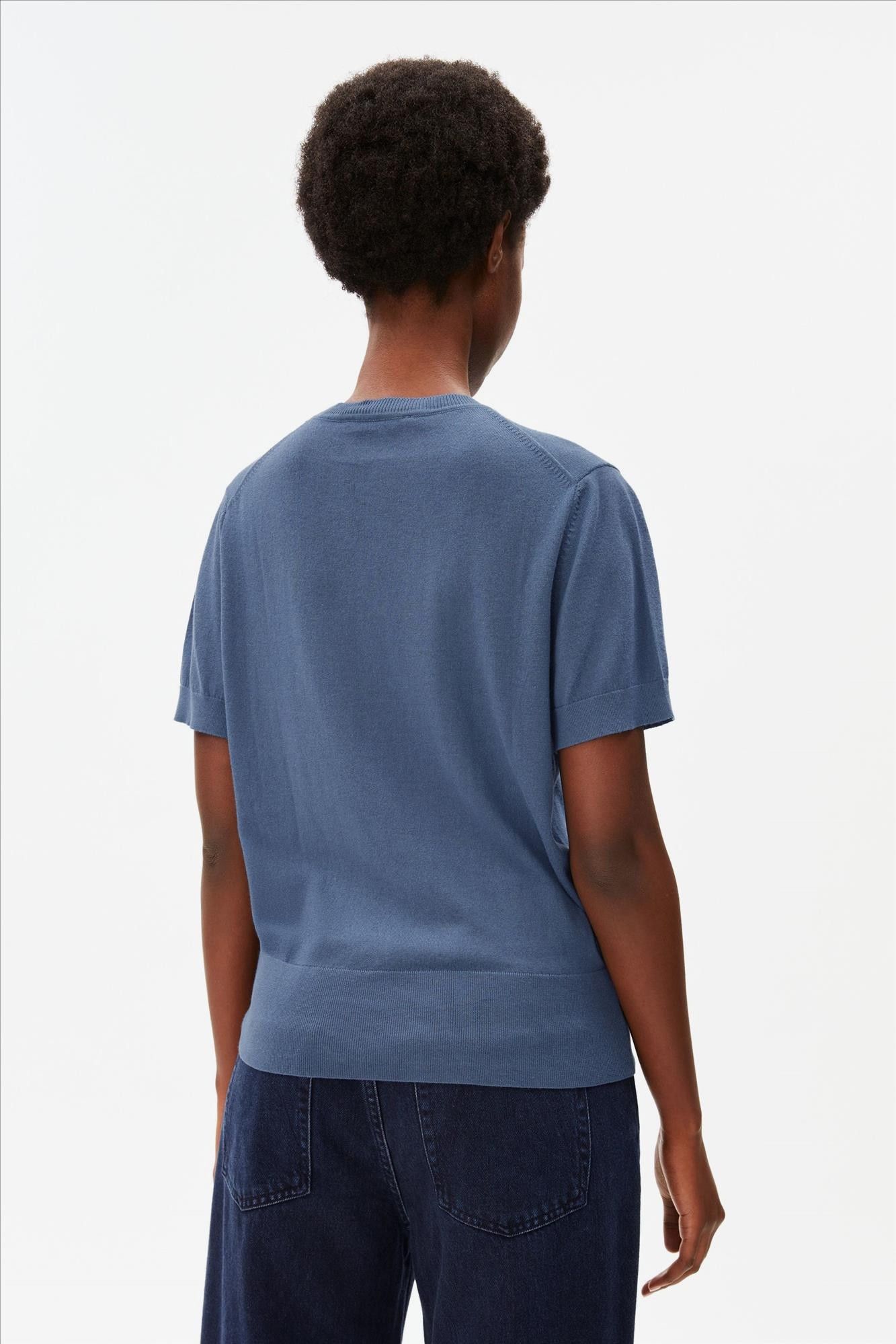 Armed Angels - Blauwe Fine Knit shortsleeve trui