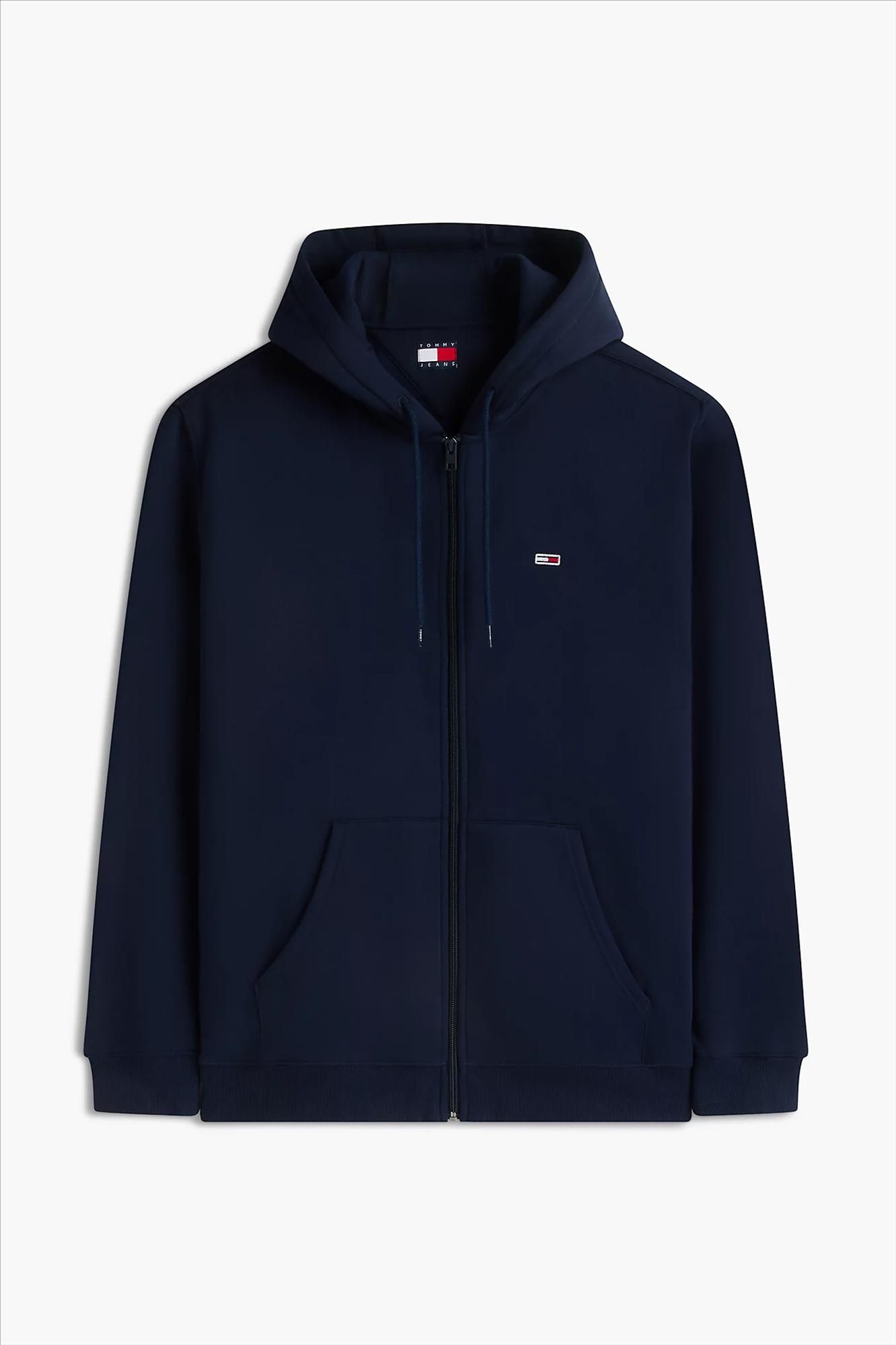 Tommy Jeans - Donkerblauwe Regular Flag Zip hoodie