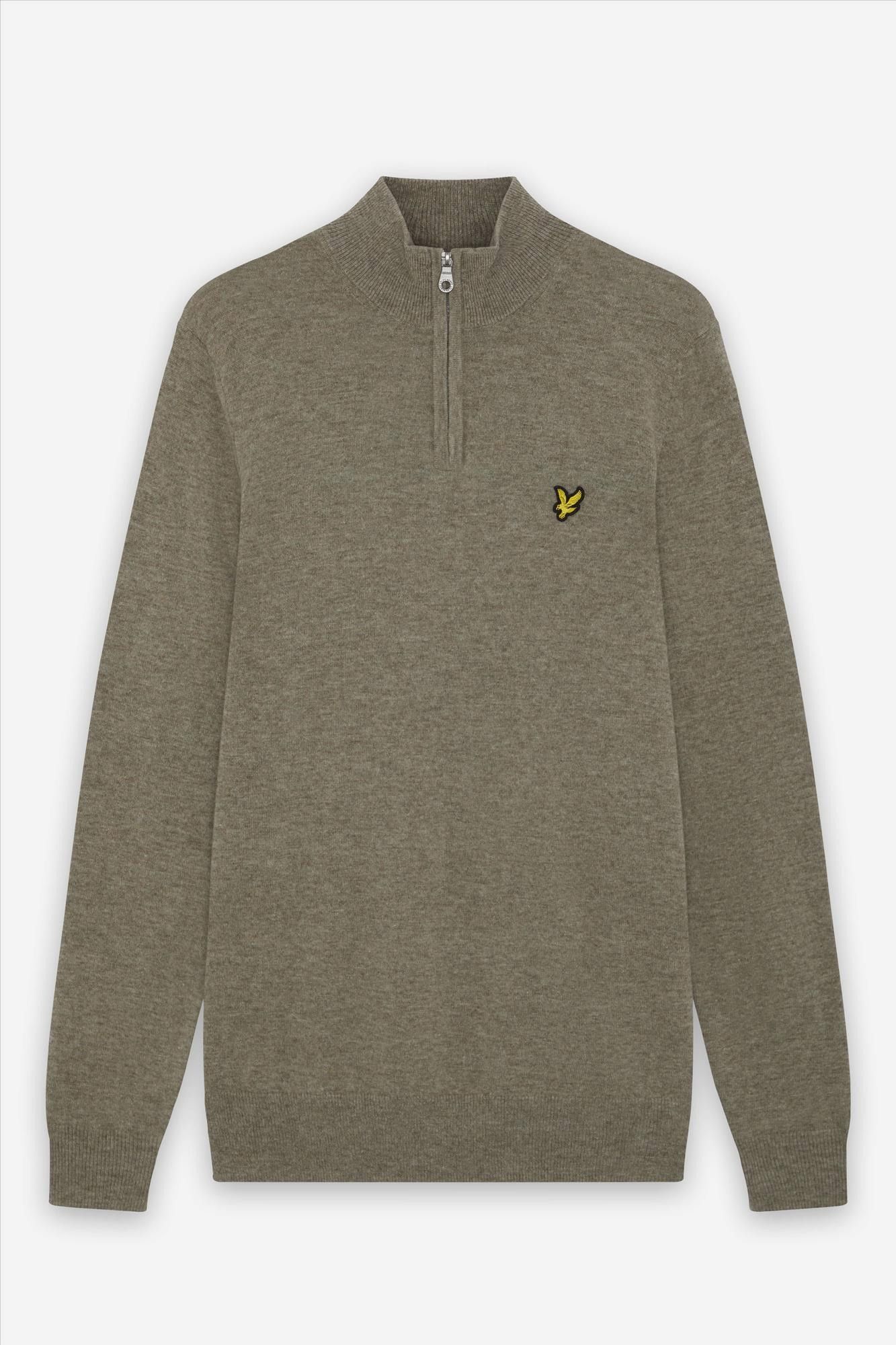 Lyle & Scott - Grijsbeige Quarter Zip trui
