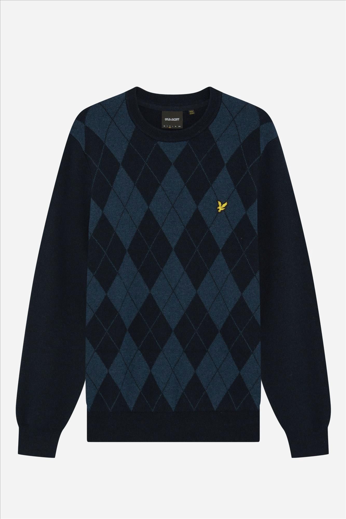 Lyle & Scott - Donkerblauwe Argyle trui