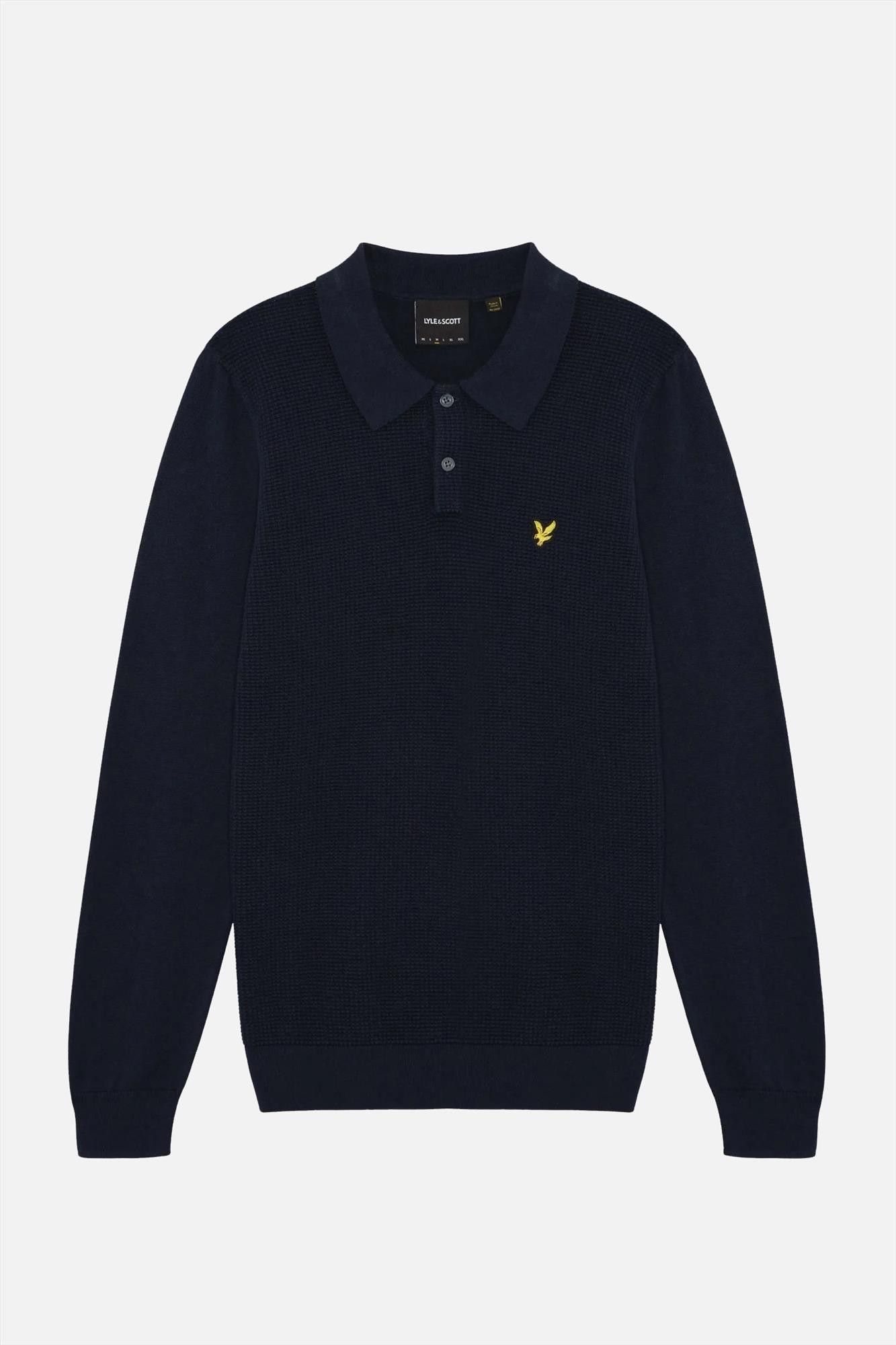 Lyle & Scott - Donkerblauwe Waffle polotrui