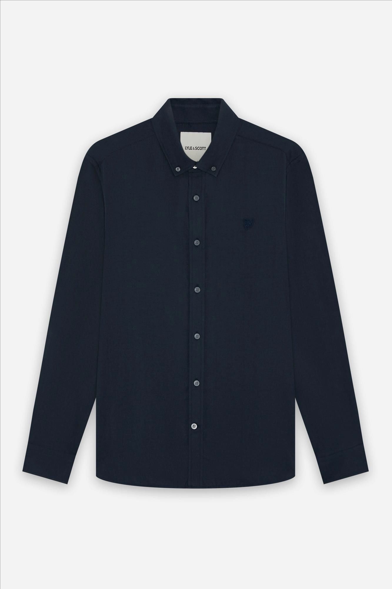 Lyle & Scott - Donkerblauw Tonal Plain Flannel hemd