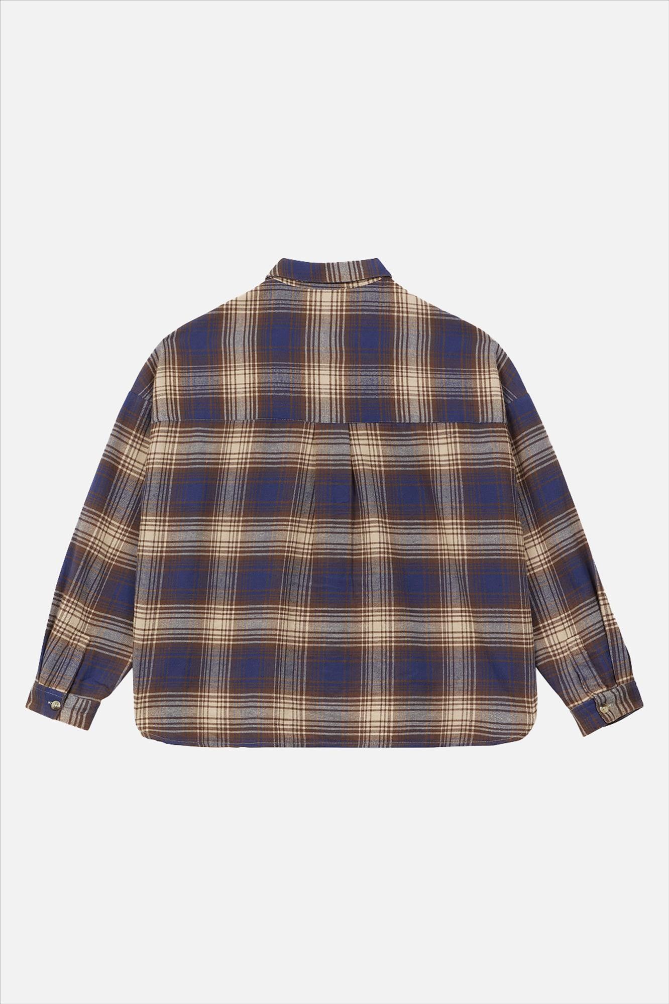 arsene & les pipelettes - Beige-Donkerblauwe Écossaise blouse