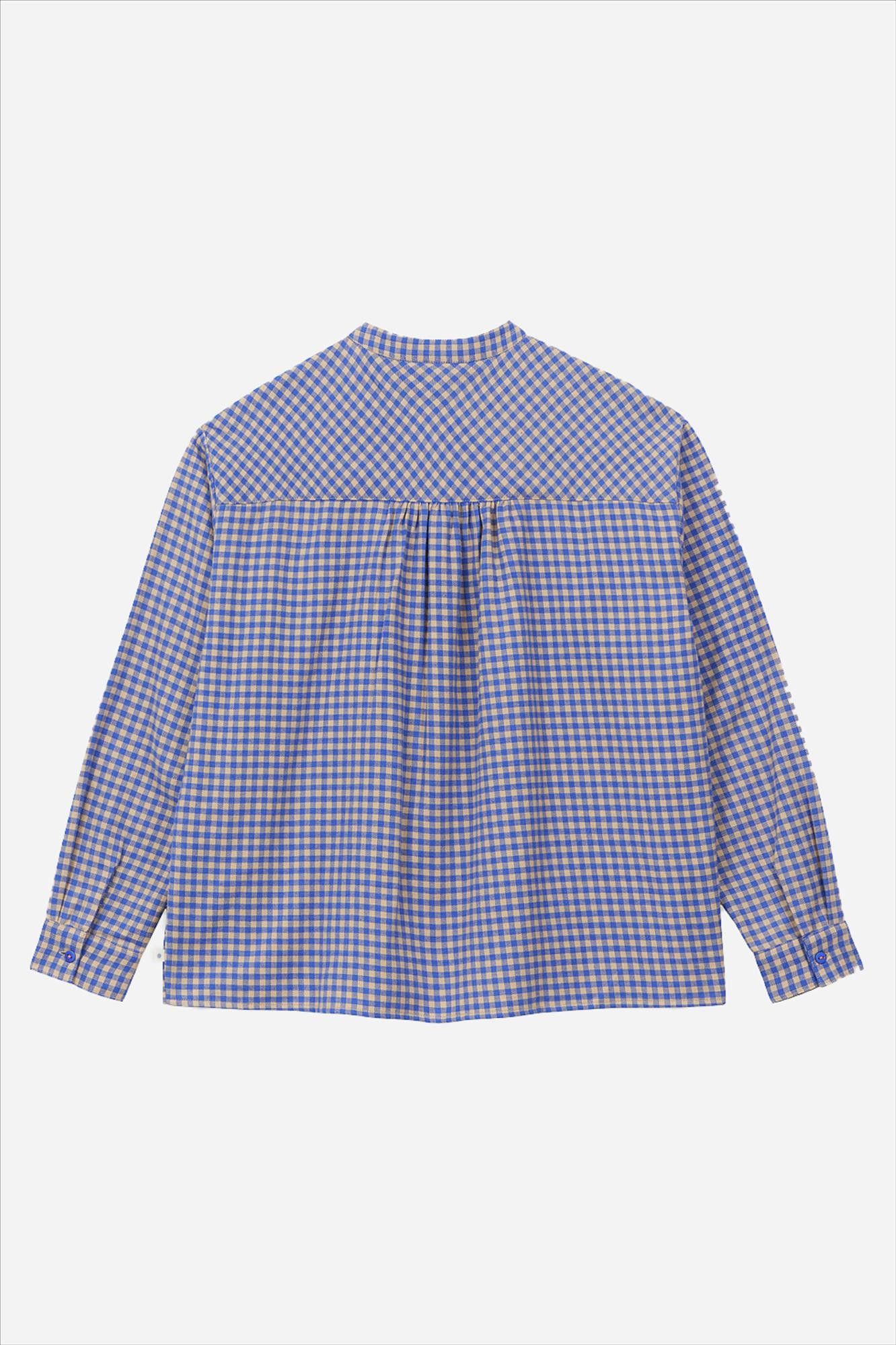 arsene & les pipelettes - Beige-Blauwe Vichy blouse
