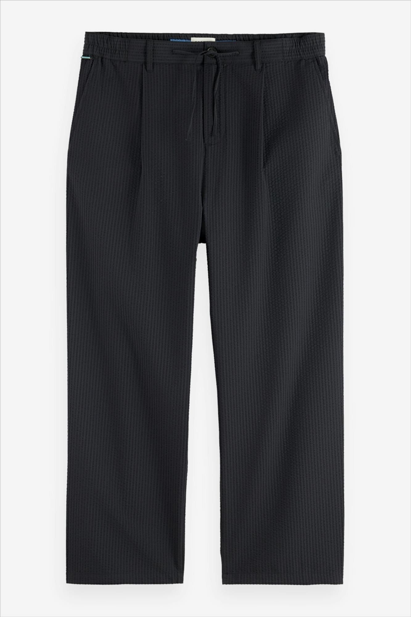 Scotch & Soda - Zwarte Seersucker Relaxed broek