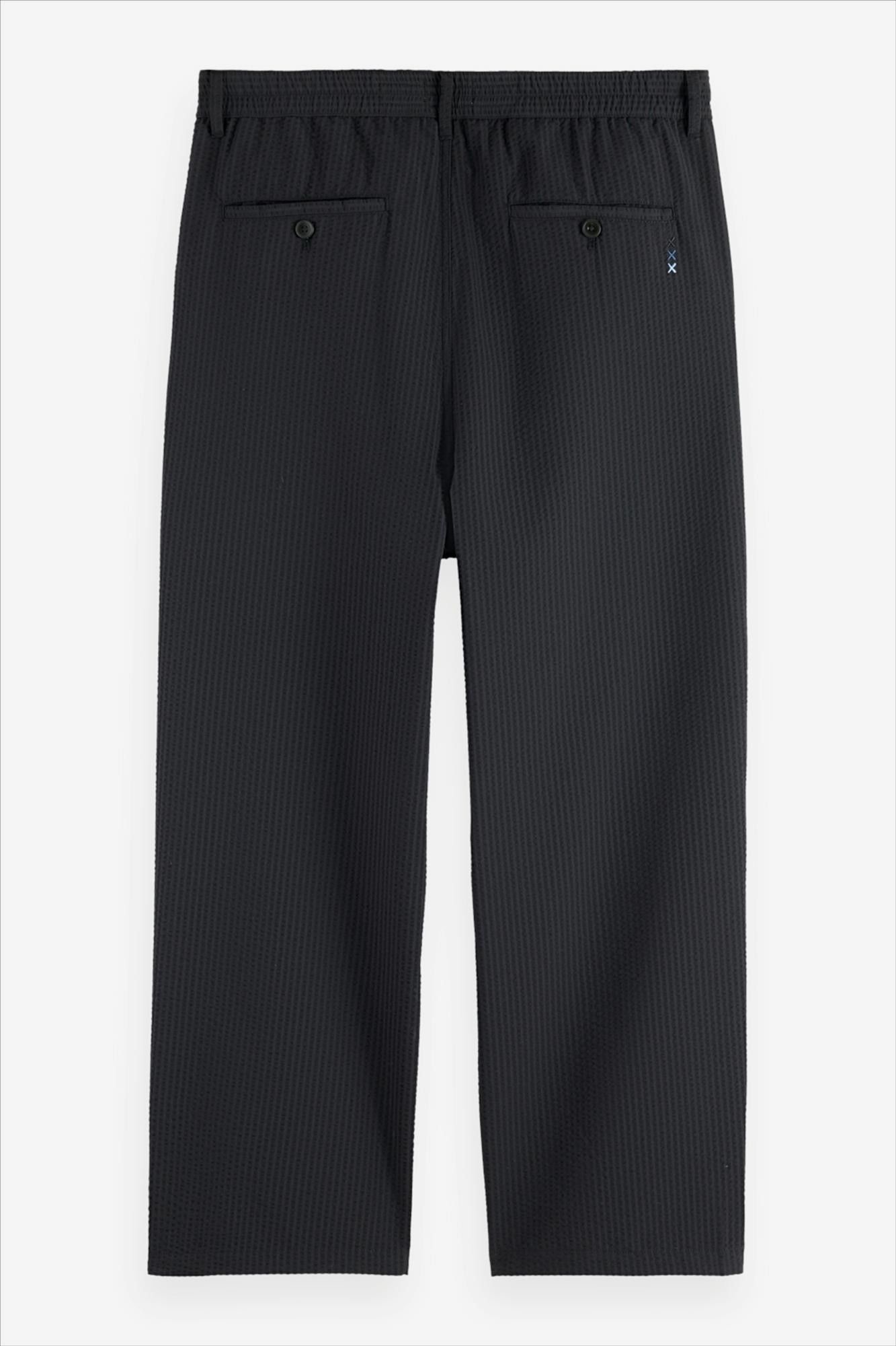 Scotch & Soda - Zwarte Seersucker Relaxed broek