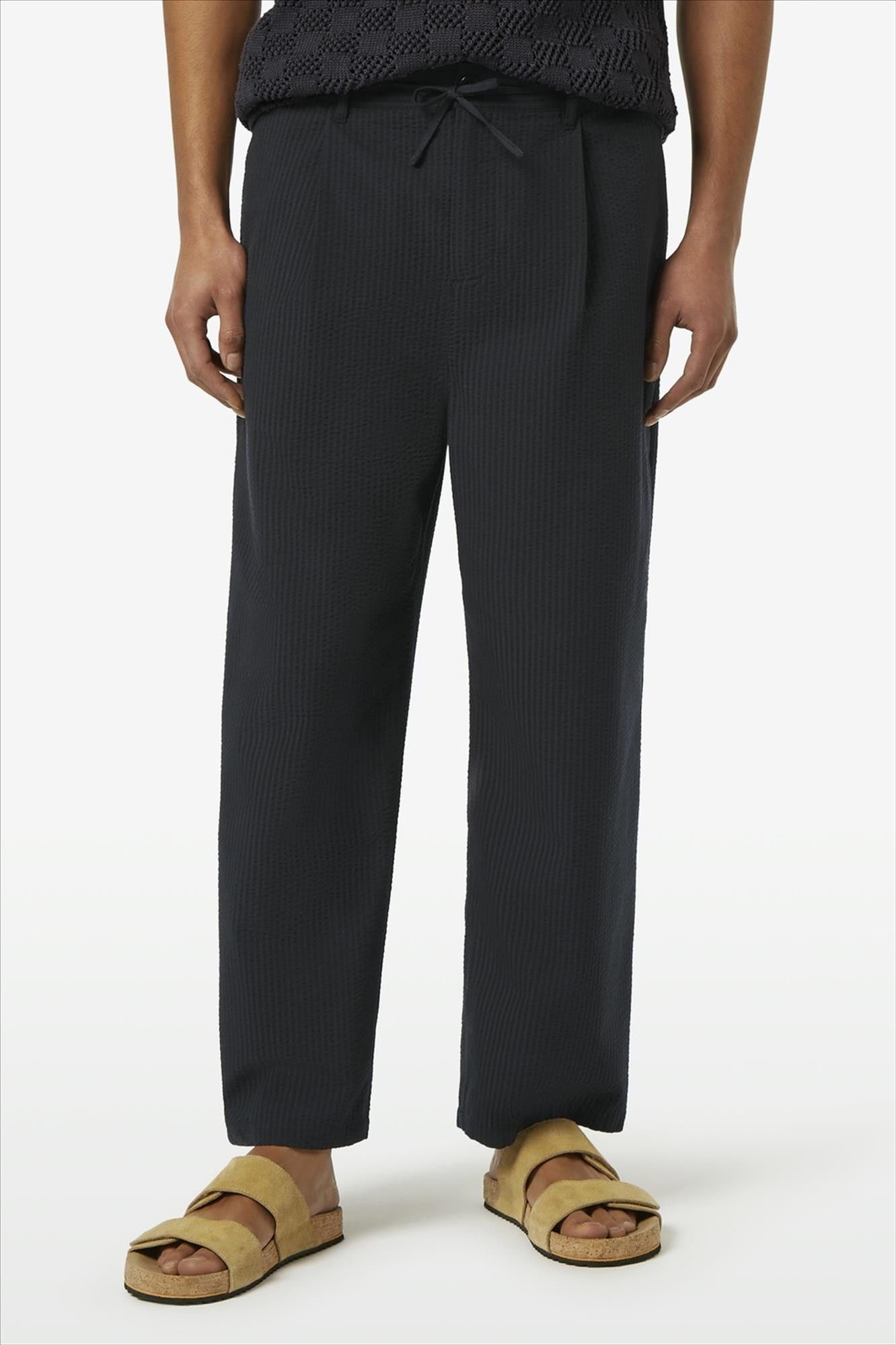 Scotch & Soda - Zwarte Seersucker Relaxed broek