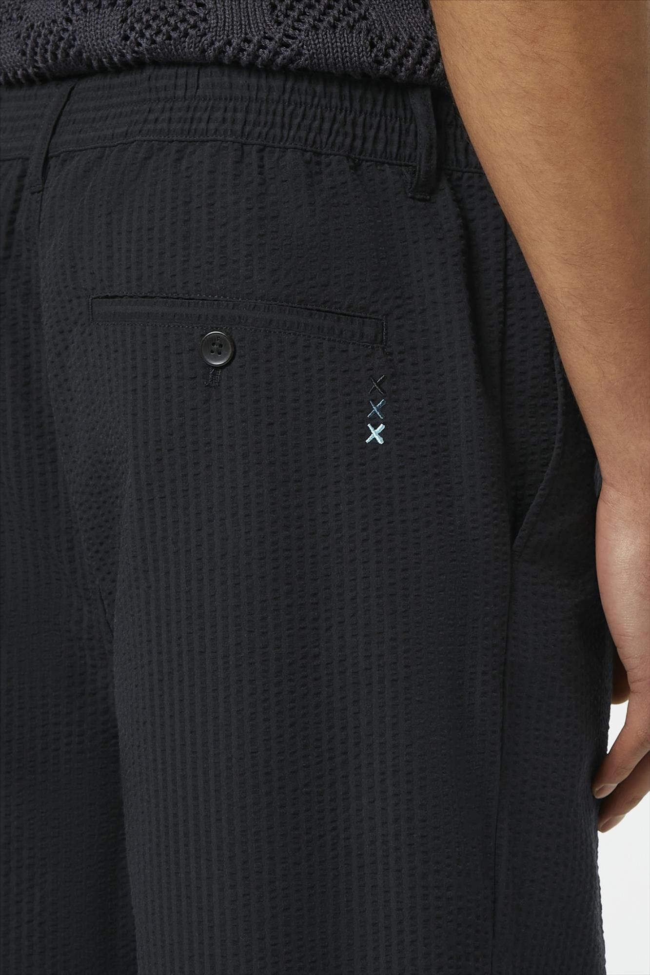 Scotch & Soda - Zwarte Seersucker Relaxed broek