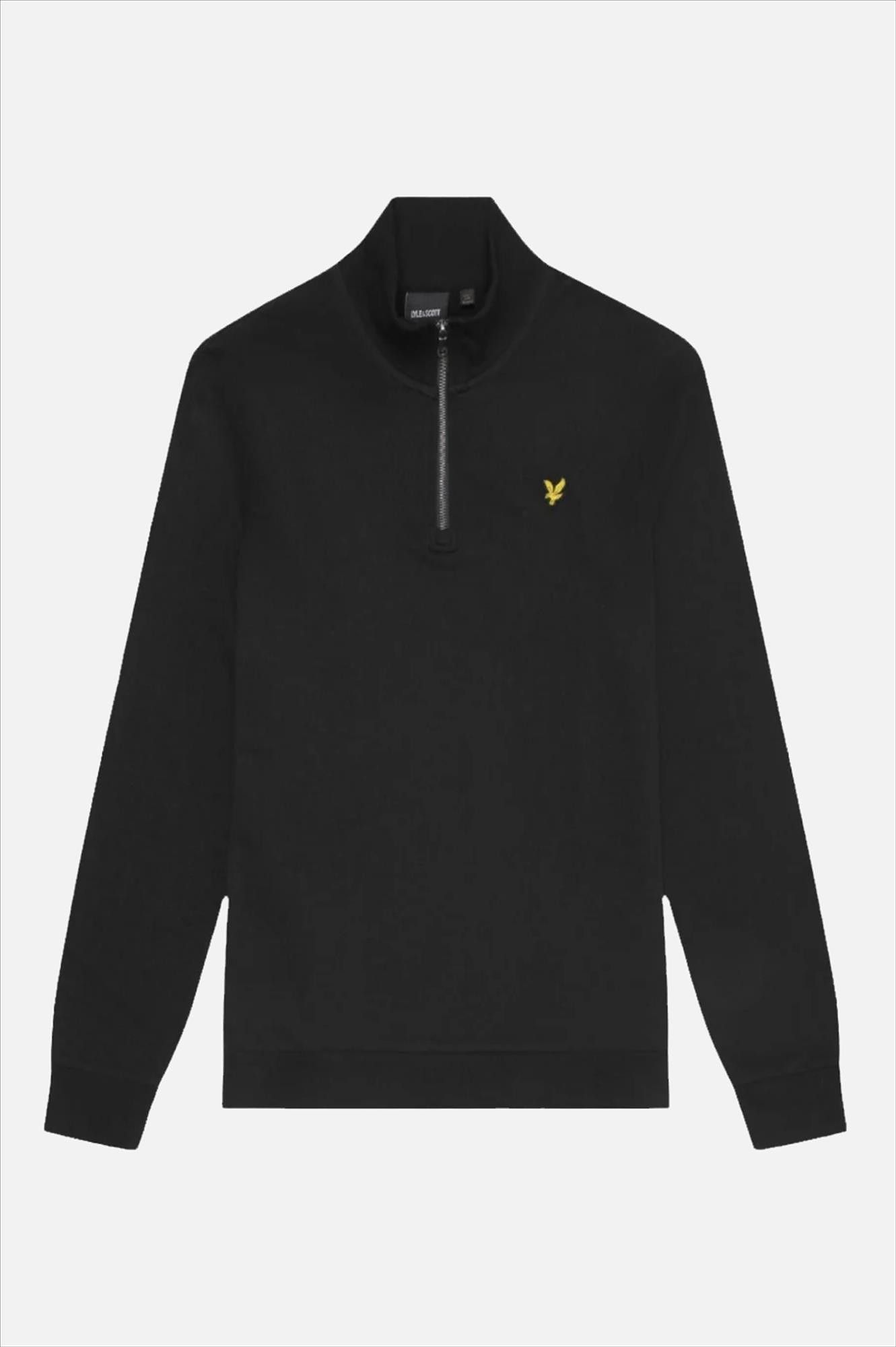 Lyle & Scott - Zwarte Loopback Quarter Zip sweater