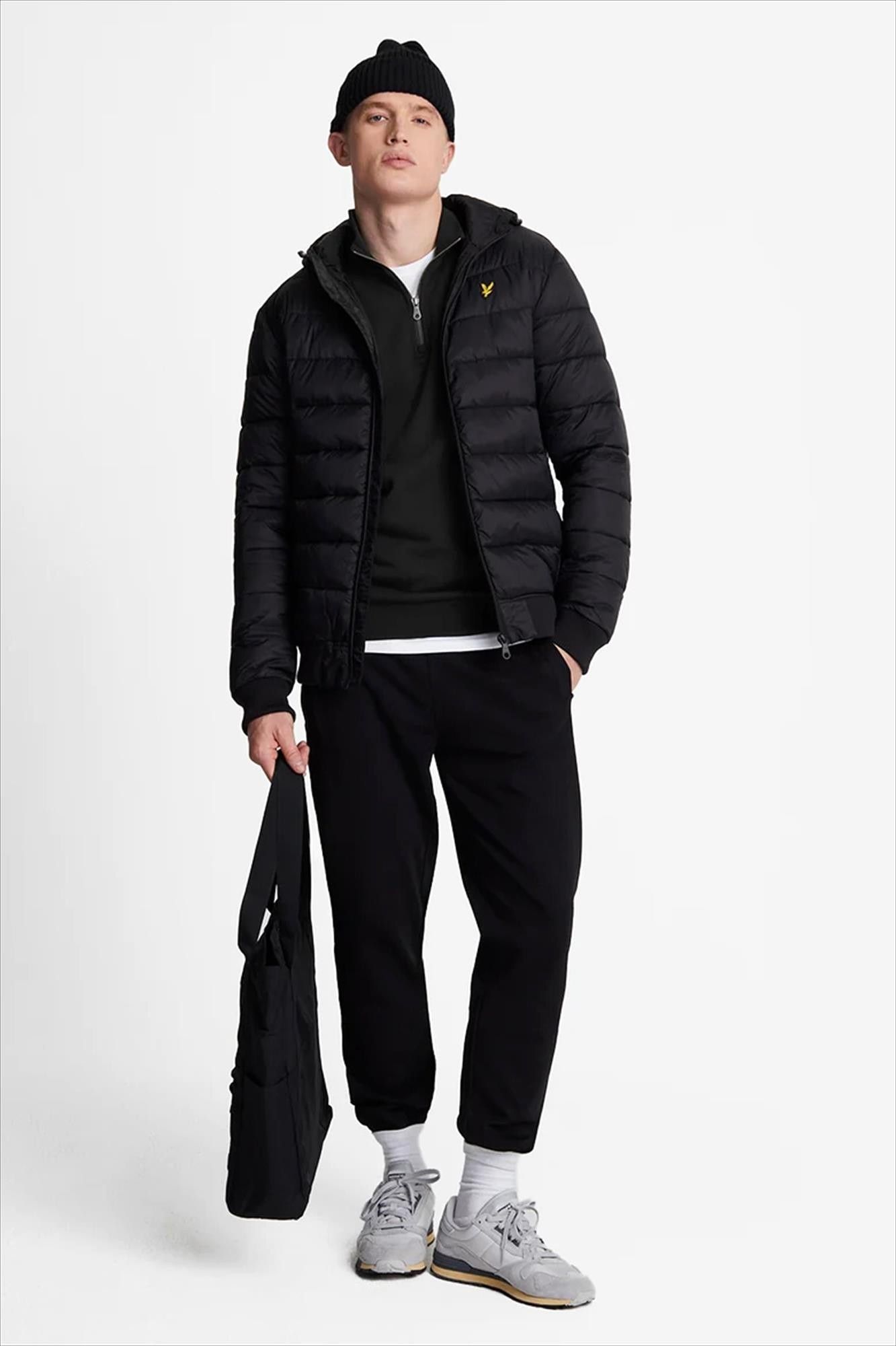 Lyle & Scott - Zwarte Loopback Quarter Zip sweater