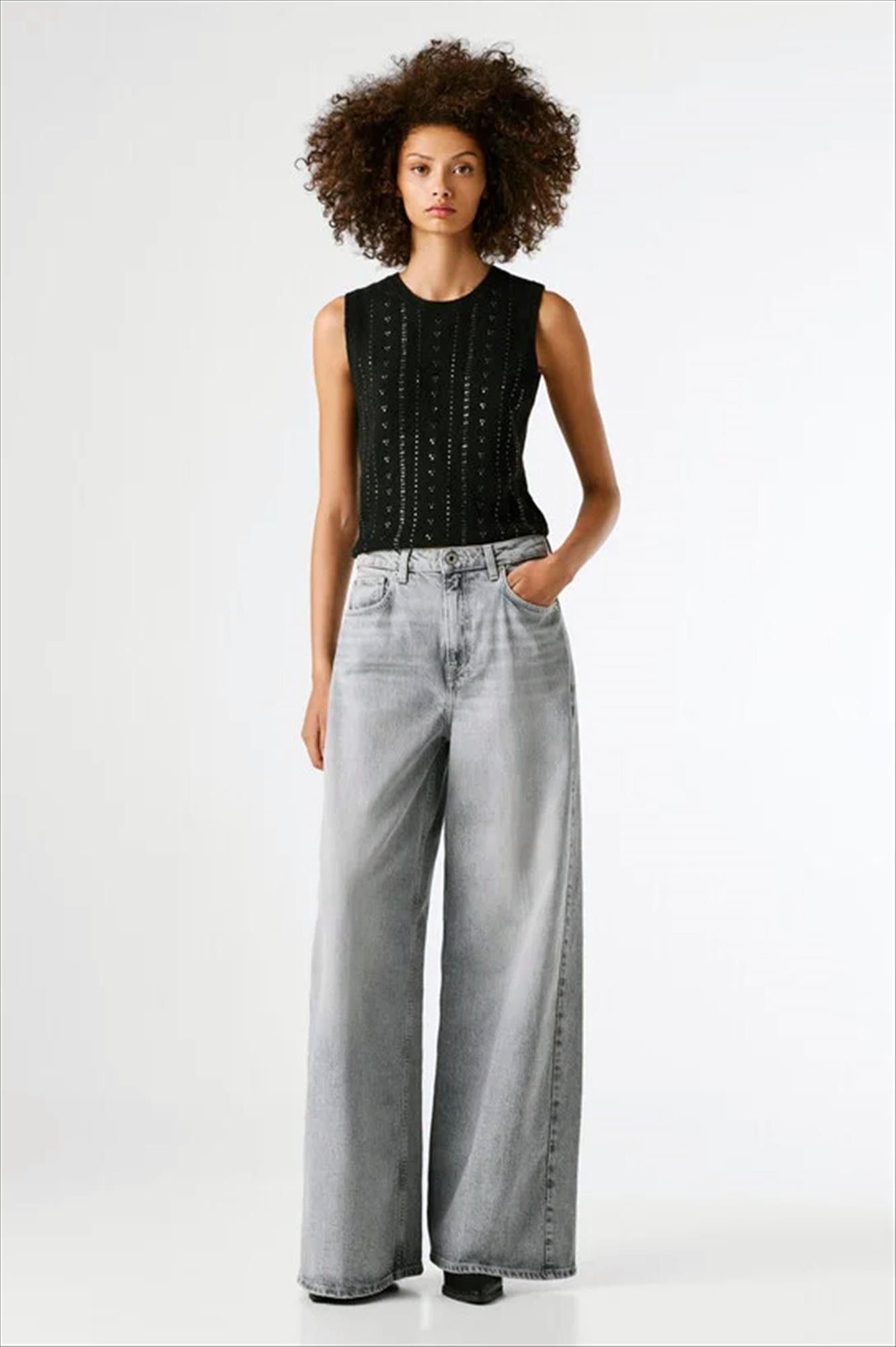 Pepe Jeans London - Grijze Jaimy loose wide jeans