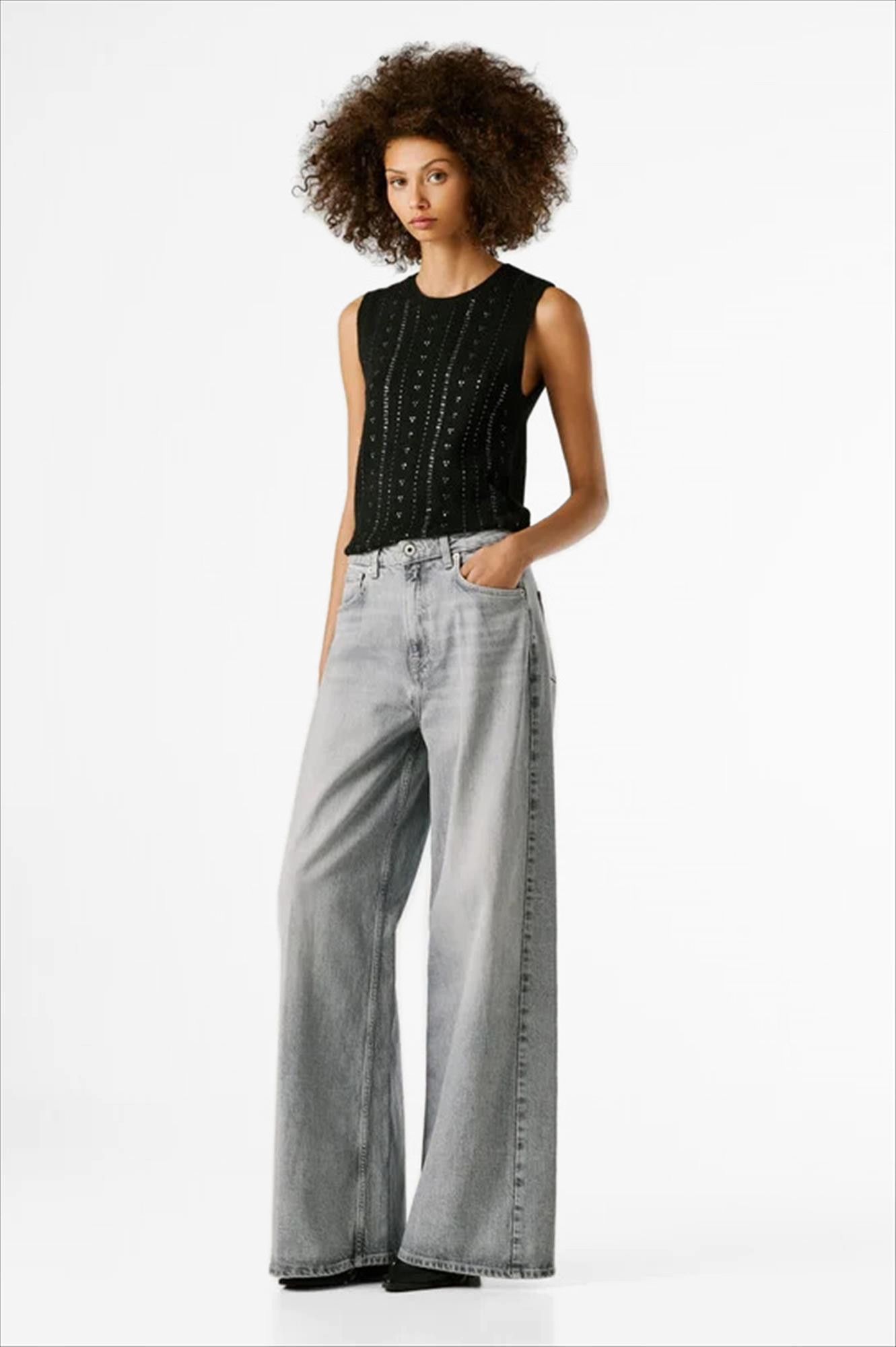Pepe Jeans London - Grijze Jaimy loose wide jeans