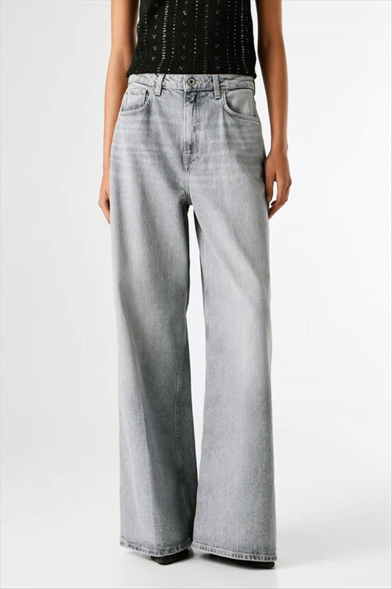 Pepe Jeans London - Grijze Jaimy loose wide jeans