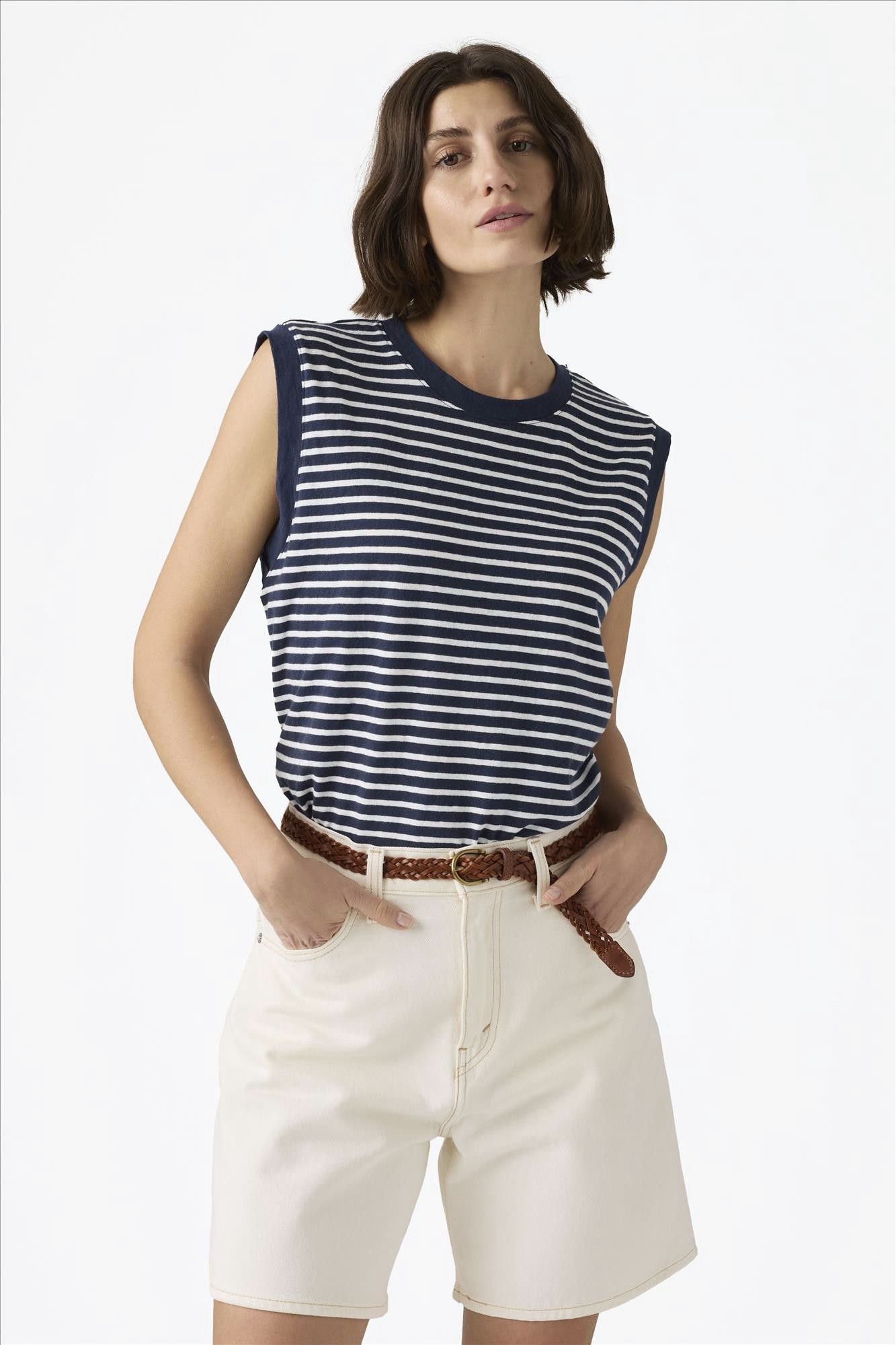 Levi's - Donkerblauw-Witte Boxy tanktop