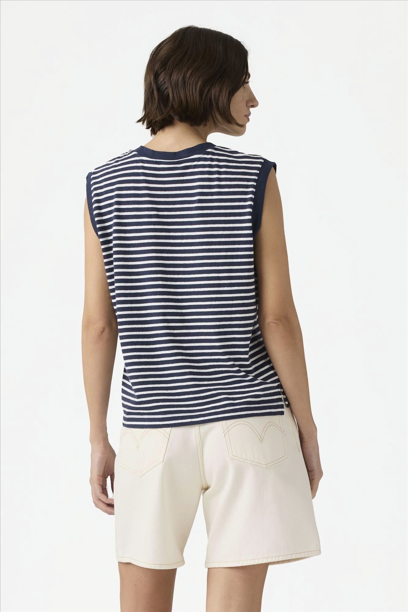 Levi's - Donkerblauw-Witte Boxy tanktop