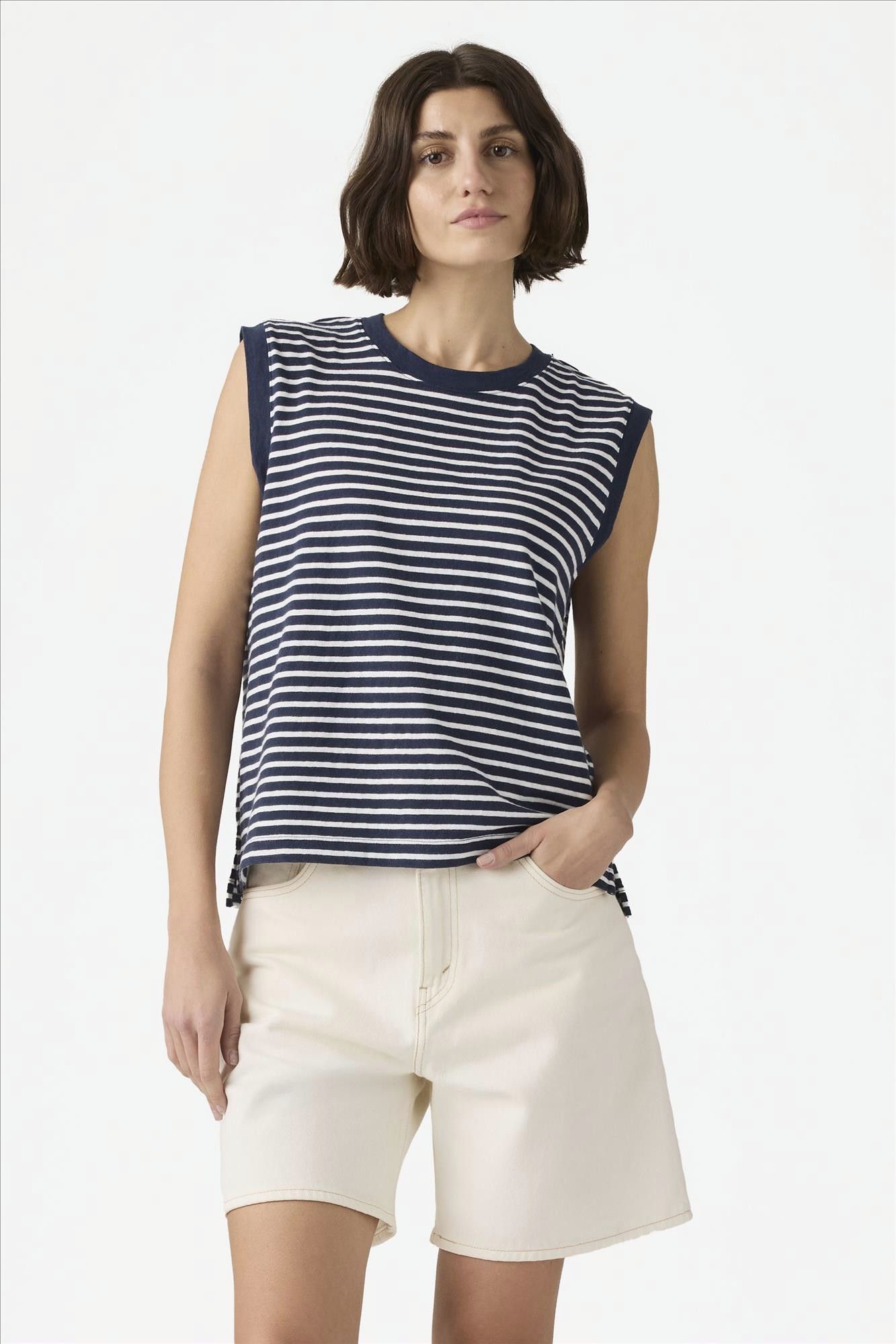 Levi's - Donkerblauw-Witte Boxy tanktop