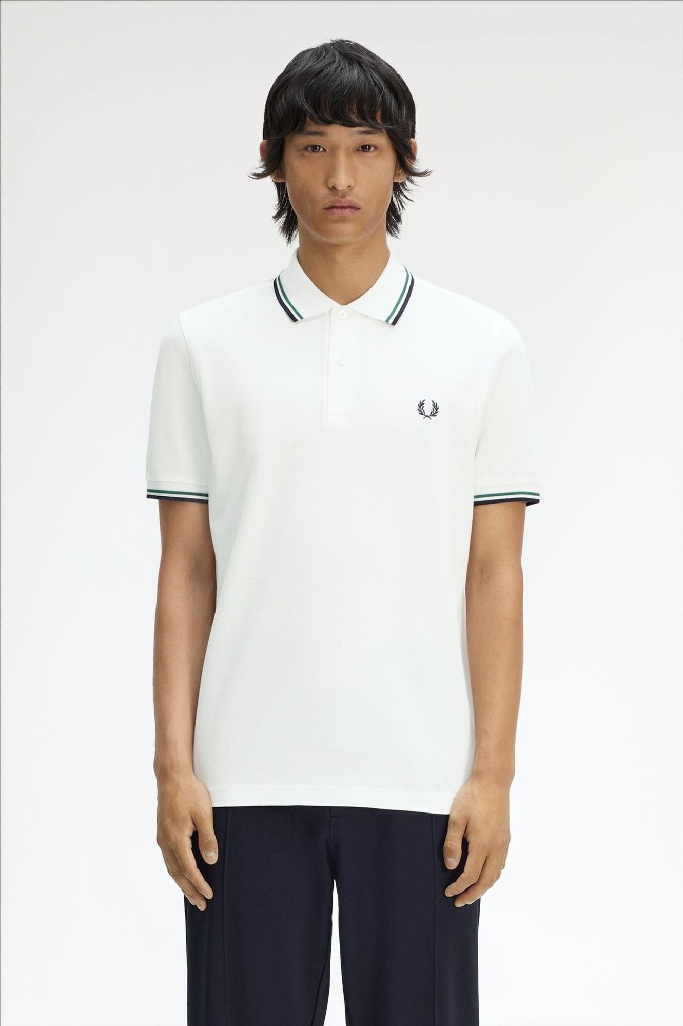Fred Perry - Wit-Donkerblauwe Twin Tipped polo