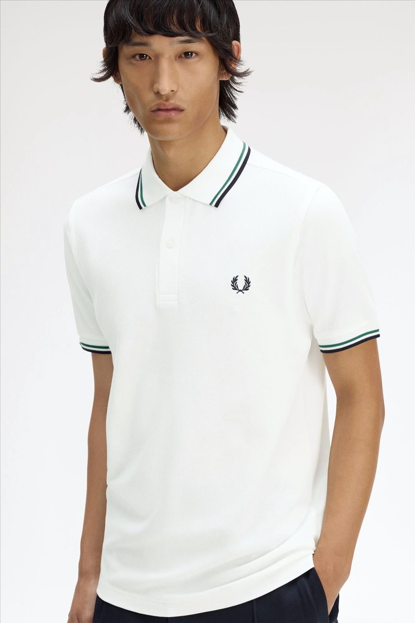 Fred Perry - Wit-Donkerblauwe Twin Tipped polo