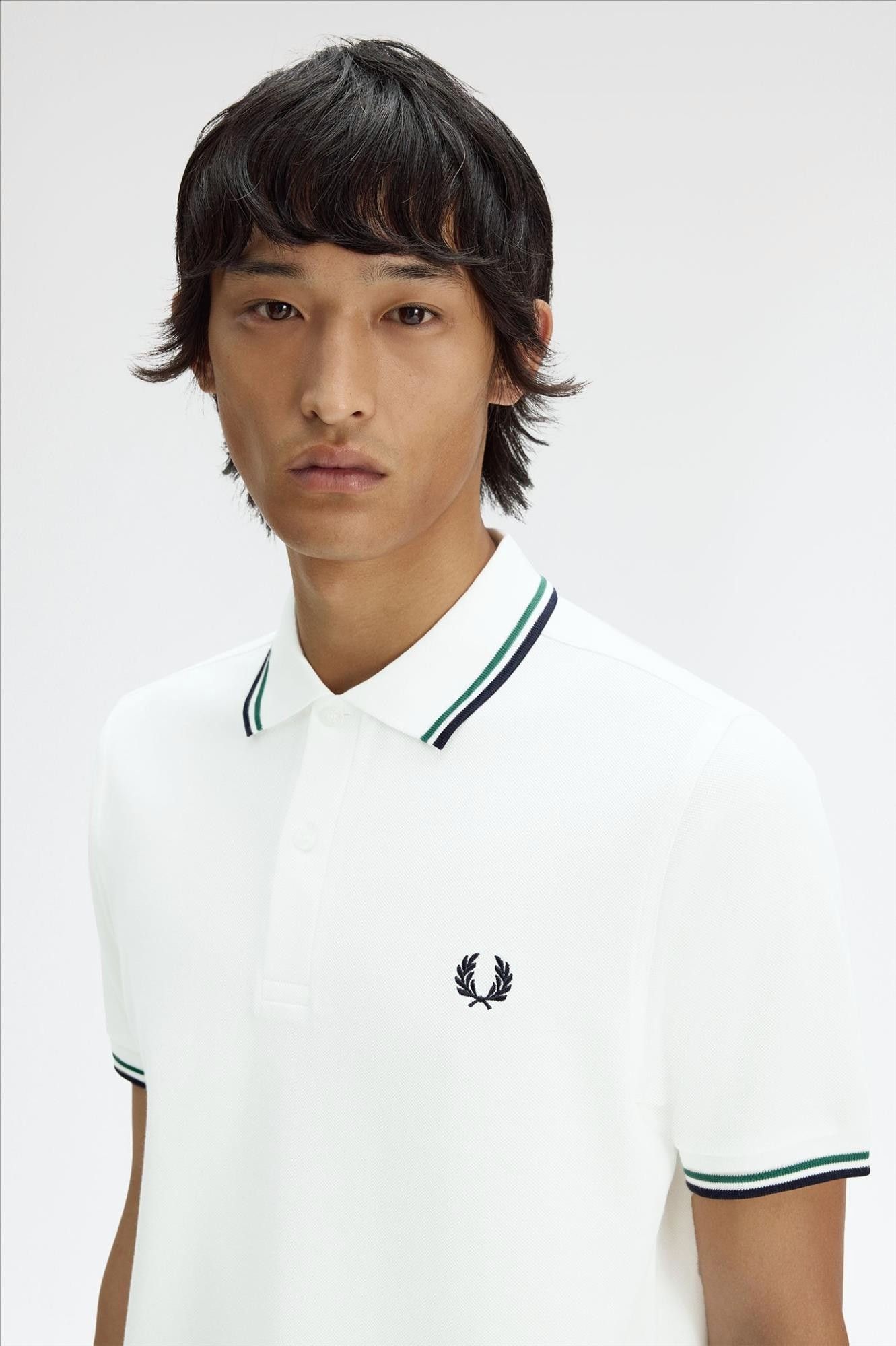 Fred Perry - Wit-Donkerblauwe Twin Tipped polo