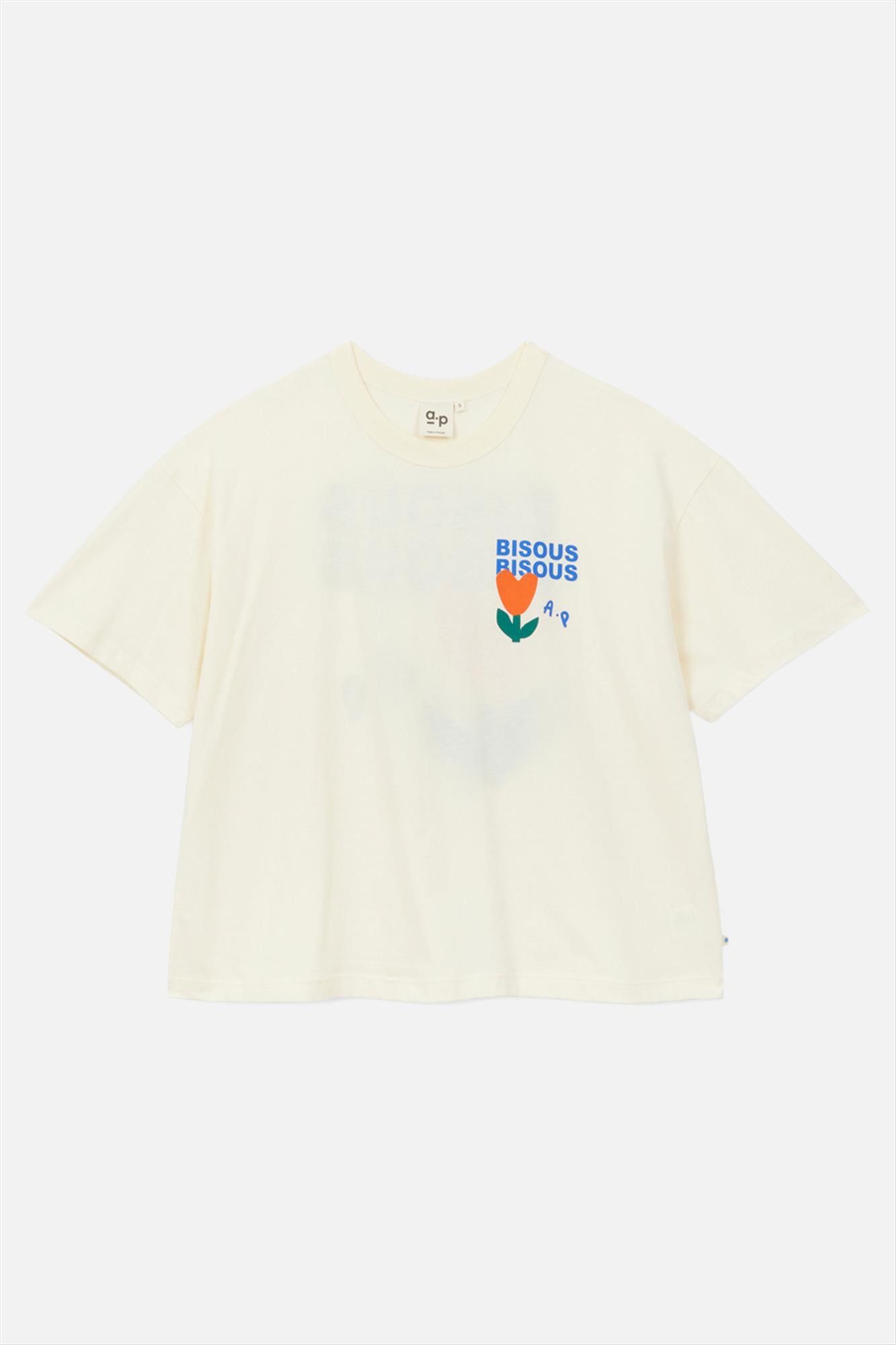 arsene & les pipelettes - Ecru Bisous Bisous T-shirt