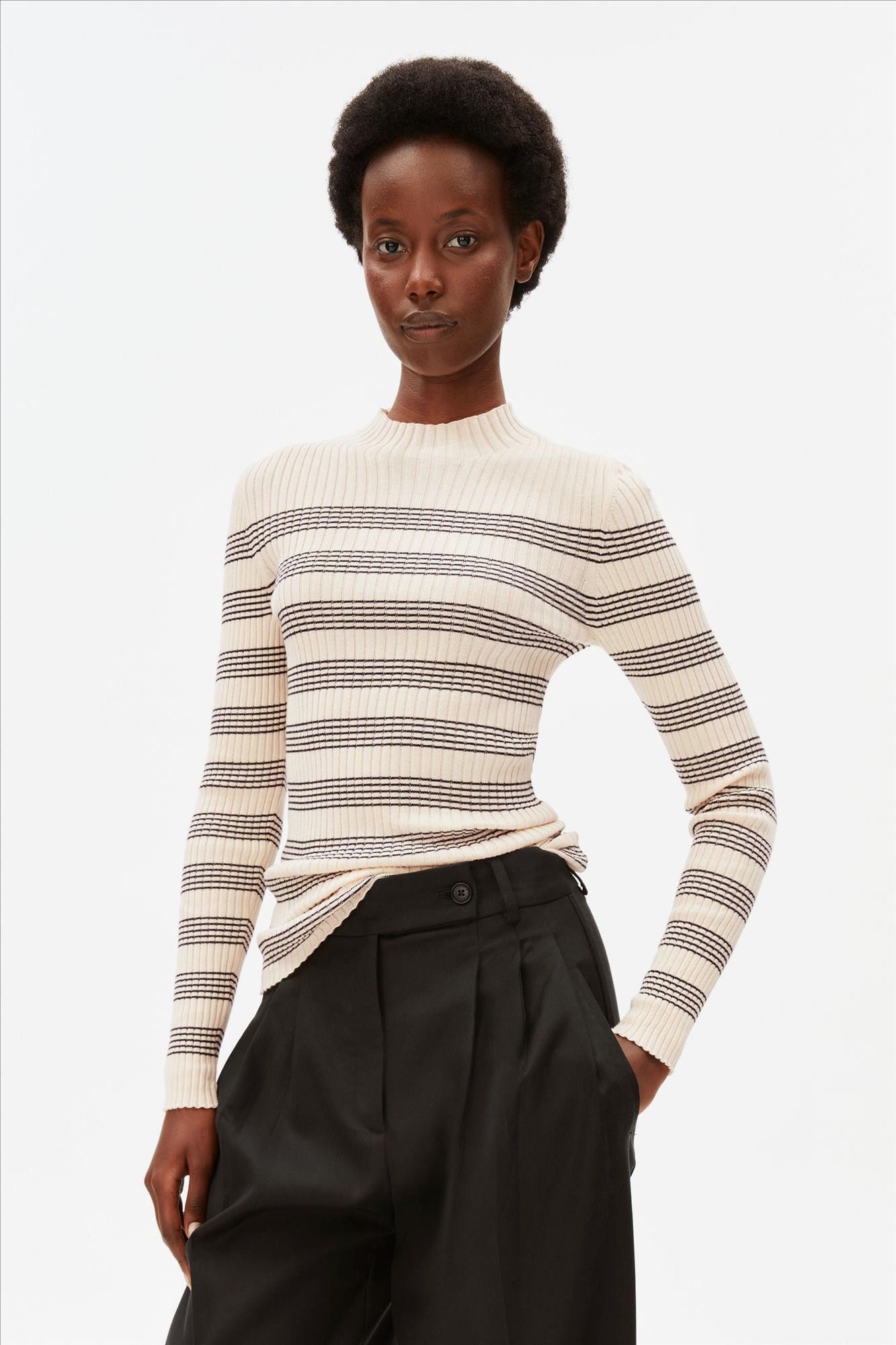 Armed Angels - Ecru Alaania Striped trui
