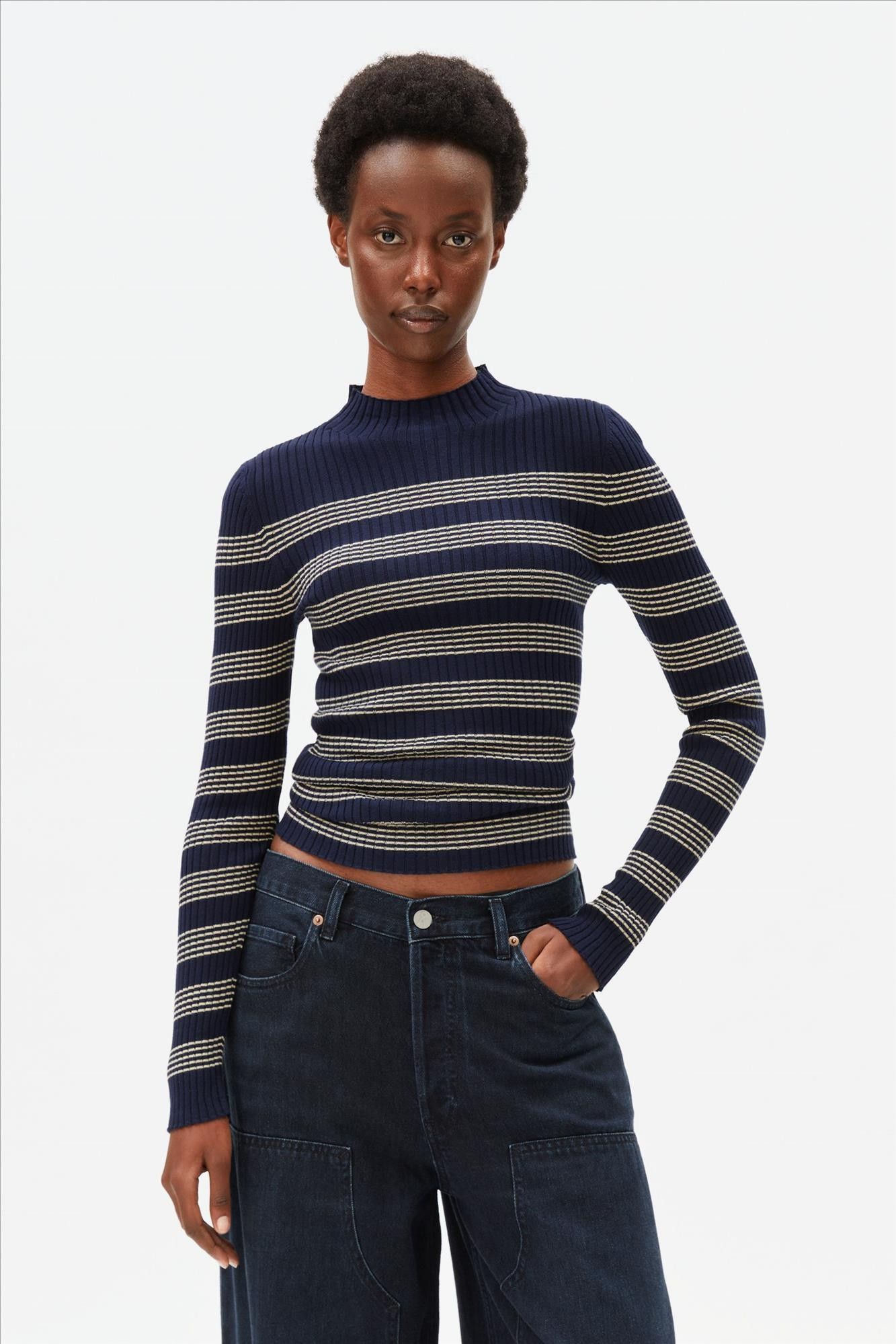 Armed Angels - Donkerblauwe Alaania Striped trui
