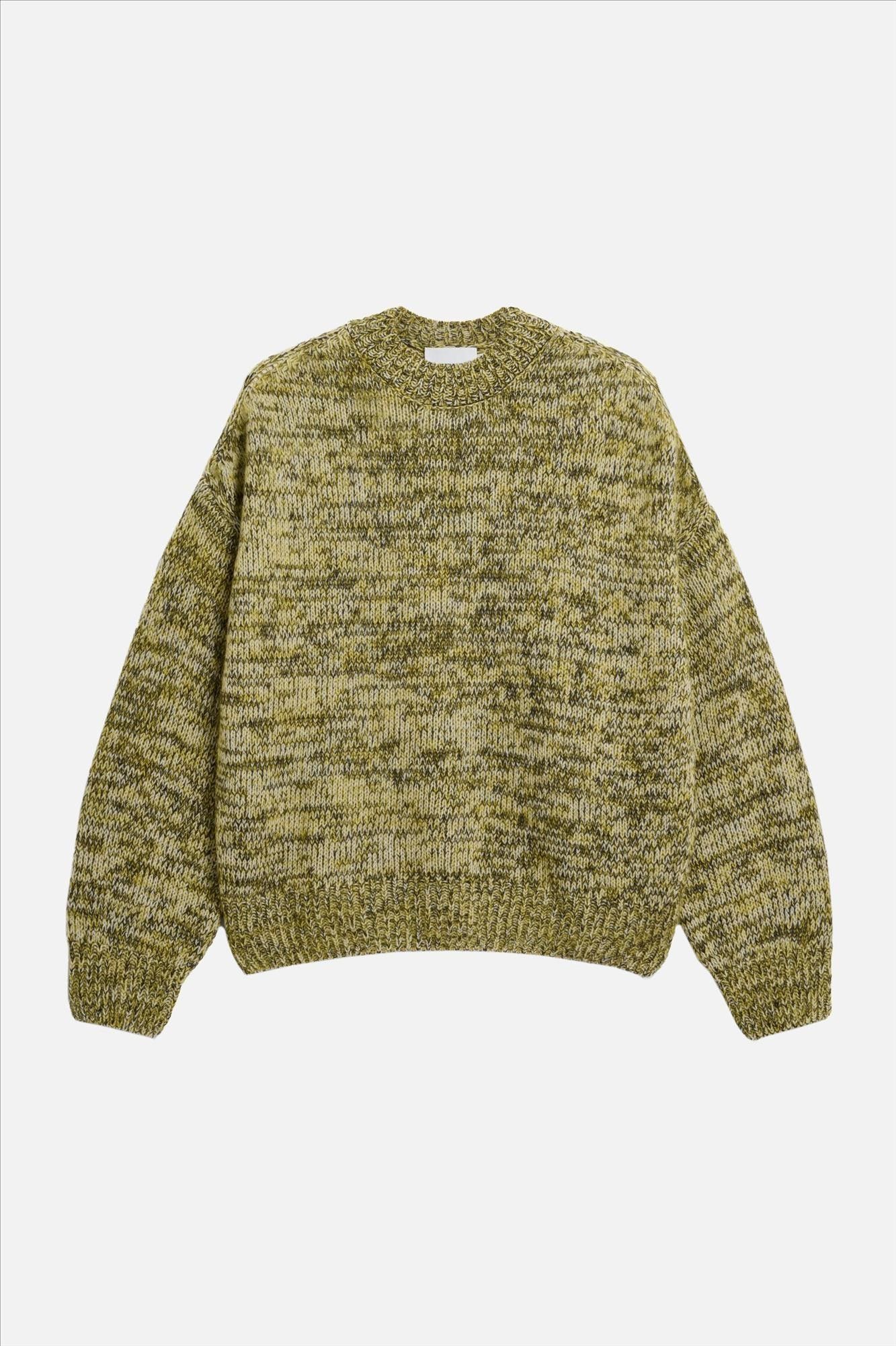 Armed Angels - Ecru-Groene Mouliné Brushed trui