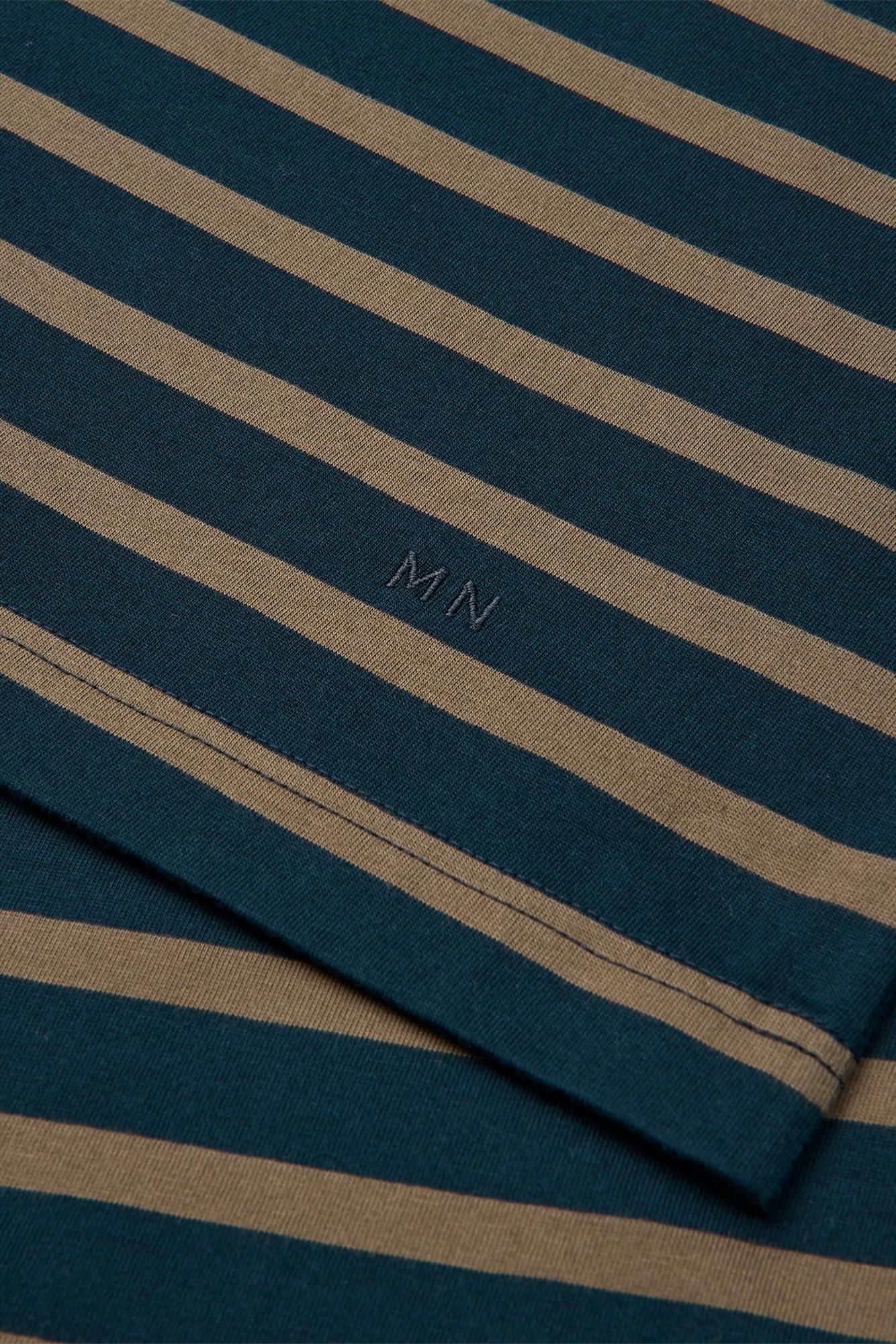 MADS NORGAARD - Donkerblauw-Taupe Stripe Frode T-shirt